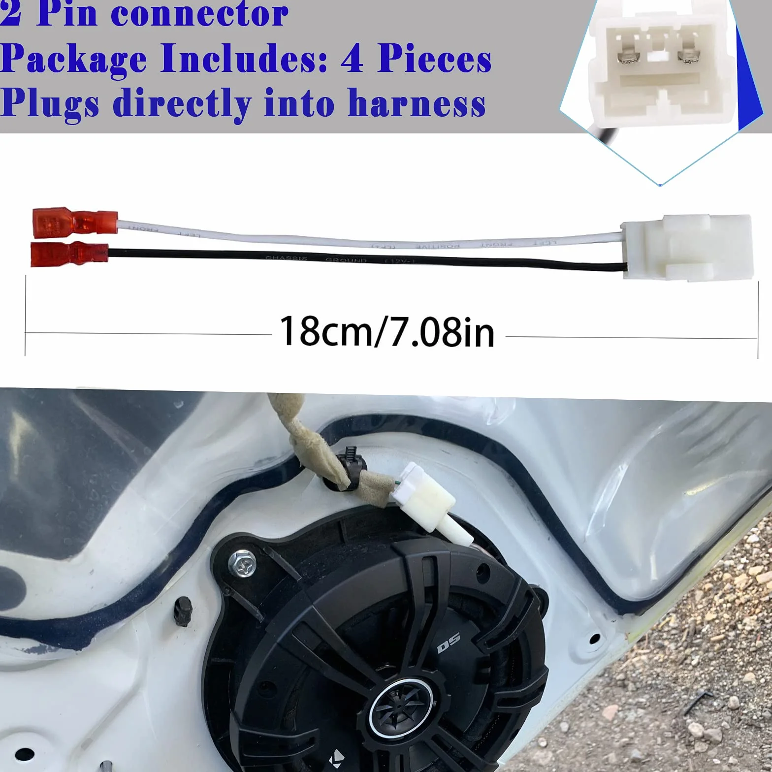 4-pak zamiennik wiązki przewodów głośnika do Chryslera Town & Country Wiązka głośników Wrangler Dodge Dakota przednie tylne drzwi samochodowy adapter złącza wiązki przewodów