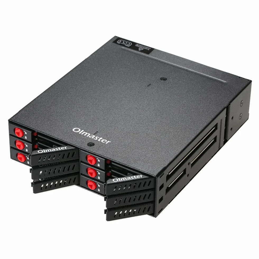 BRRNOO 6 Kieszeni Przenośna Płyta Montażowa 2,5-calowy Dysk Twardy HDD SSD Dysk Twardy Typu Hot Swap z Wentylatorem Chłodzącym Blokada Klawiszy Transmisja 6 Gb/s dla Komputerów PC