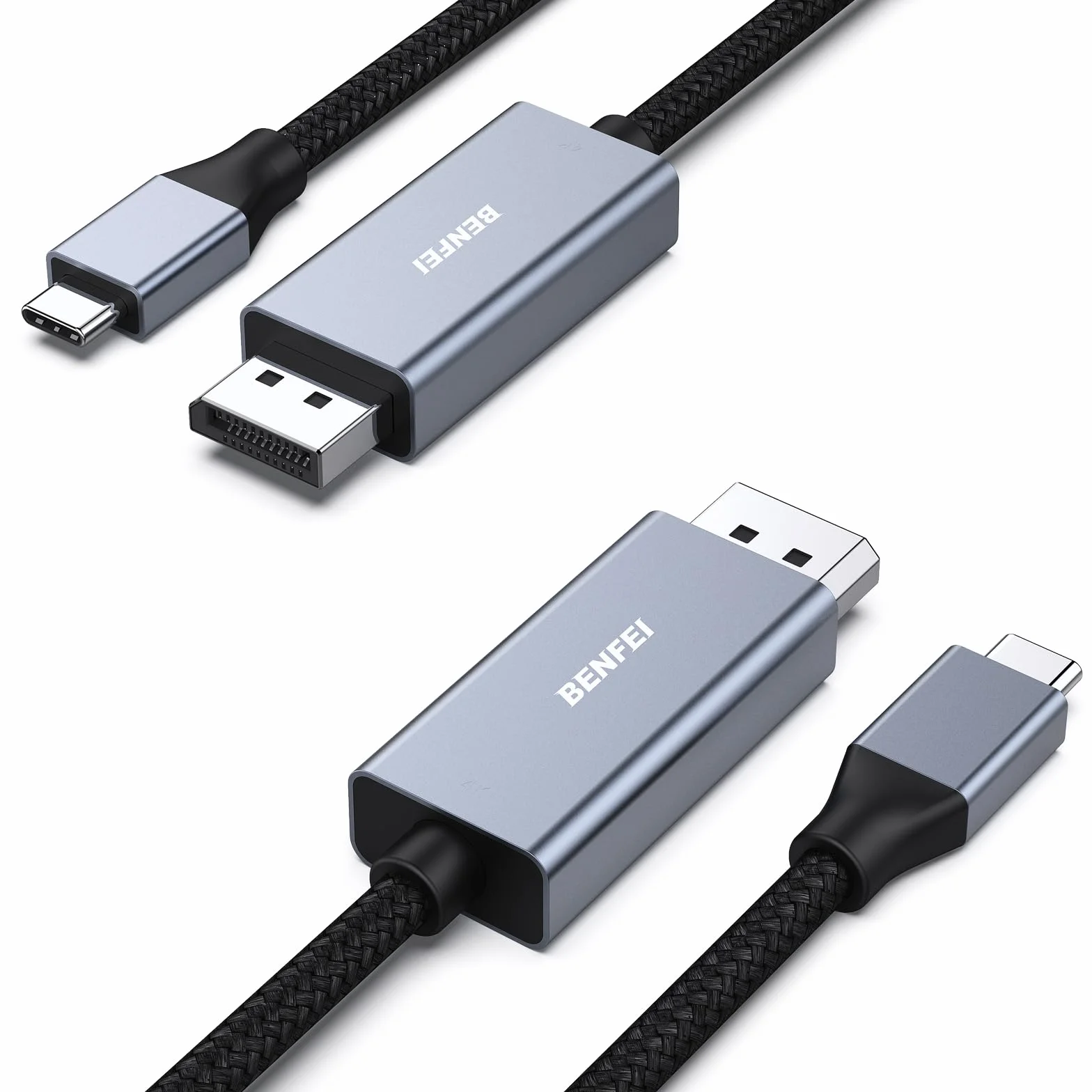 BENFEI 2-pakowy kabel USB-C do DisplayPort o długości 6 stóp (8K@60Hz 4K@144 Hz), kabel USB typu C do DisplayPort [kompatybilny z Thunderbolt 3/4/5] z iPhonem 15, MacBookiem Pro 2023, iPadem Pro, S23