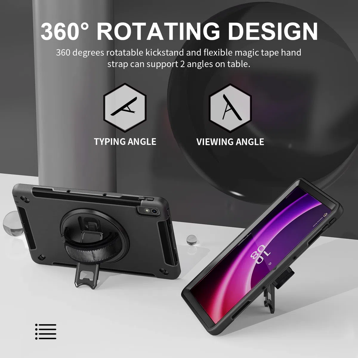 Gerutek Etui do Lenovo Tab P11 2. generacji 11,5 cala 2023, odporne na uderzenia wytrzymałe etui ochronne z obrotowym stojakiem, pętlą na rękę i paskiem na ramię, etui pancerne do Lenovo Tab P11 Gen 2