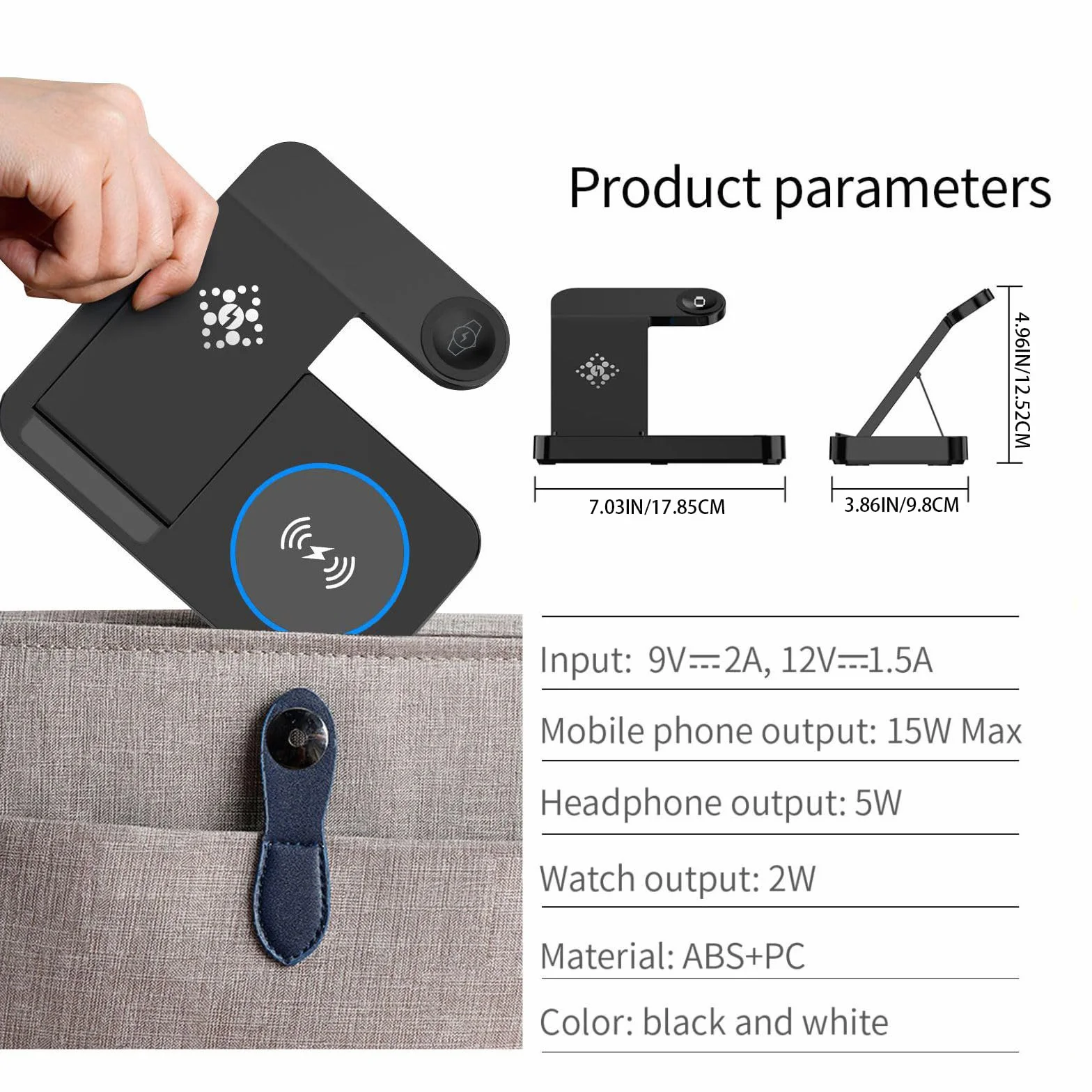 Bezprzewodowa stacja ładująca 3 w 1 do Samsung Galaxy S25 S24 Ultra S23 S22 Note 20 Z Fold 7/6 Watch 8 7 6 5 Buds czarna