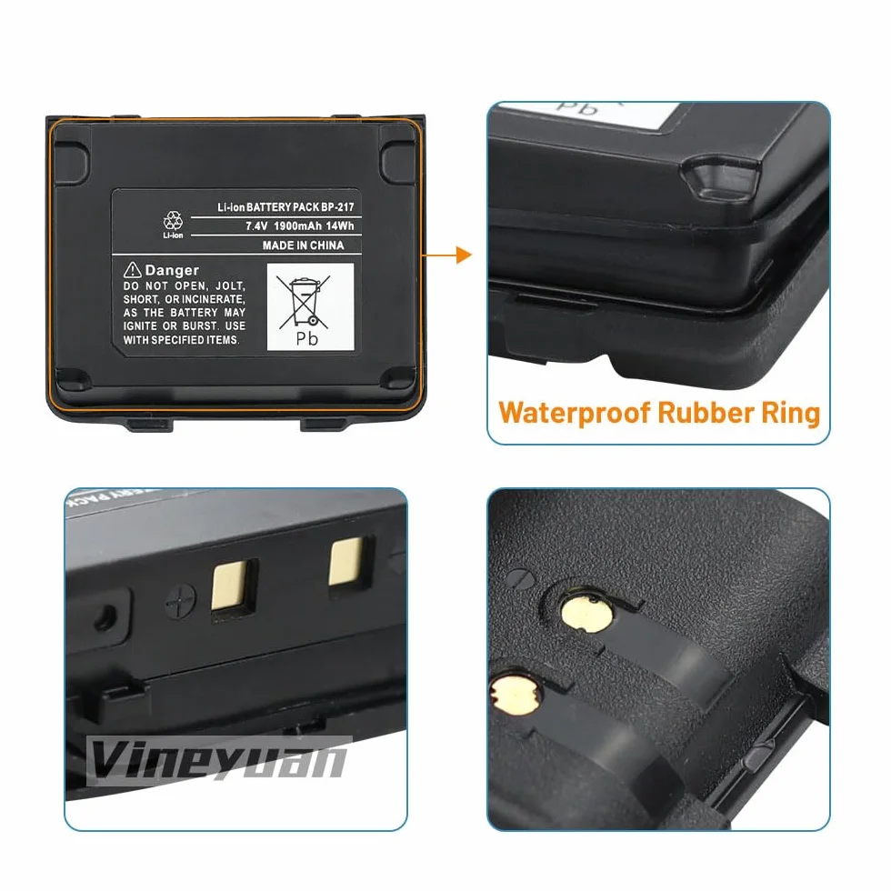 7,4 V 1900 mAh BP-217 BP-217Li Wymienna bateria do IC-80AD IC-91A IC-91AD IC-E80D IC-E90 IC-E91 IC-T90 IC-T90A IC-T90E IC-T91 ID-91 Radiowy akumulator litowo-jonowy