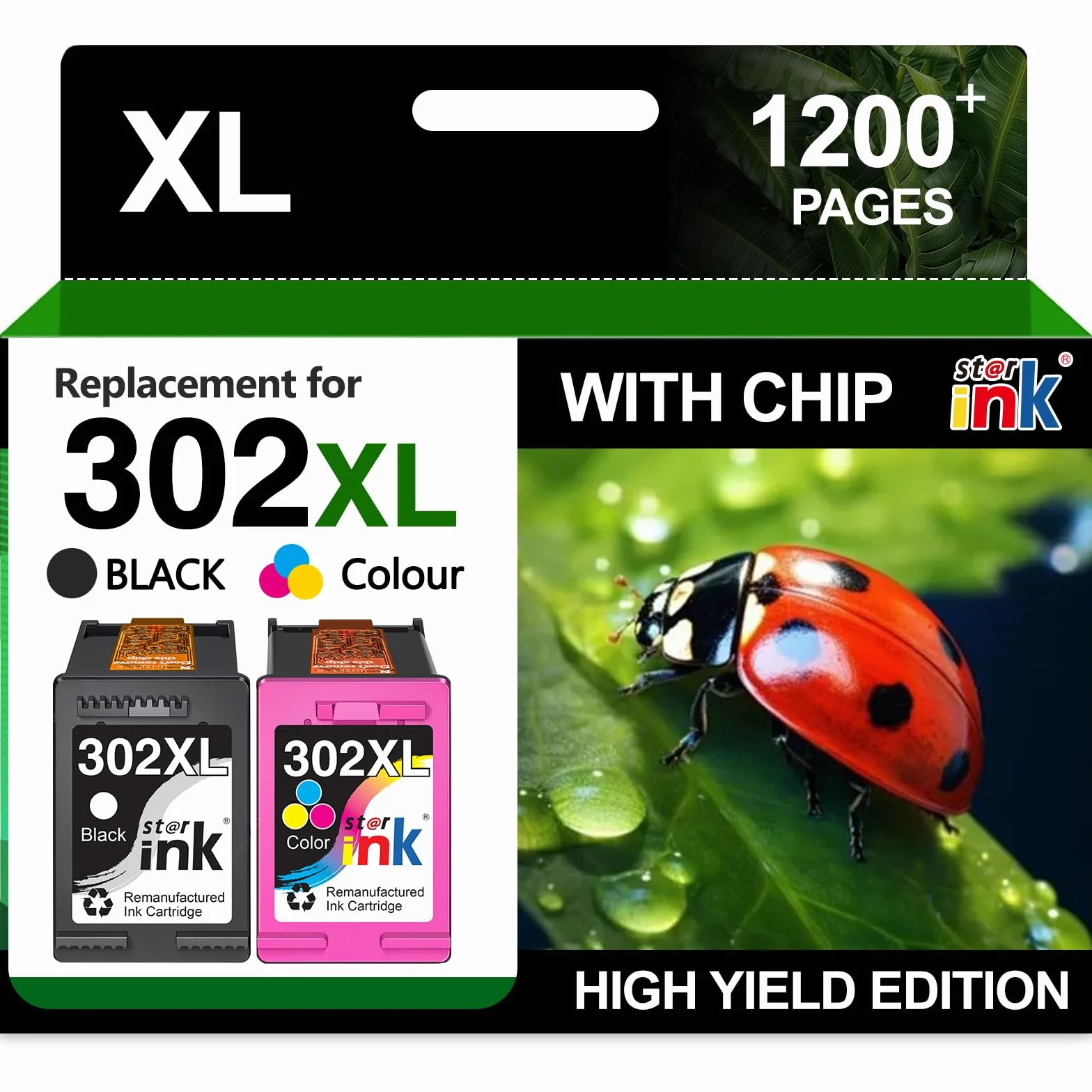 Starink Regenerowane wkłady atramentowe kompatybilne z HP 302XL, czarny, trójkolorowy