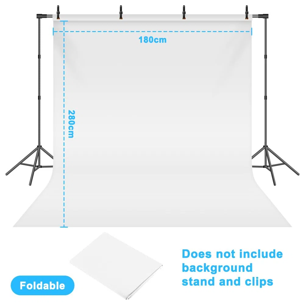 HOTUT Tło ekranu, 1,8 m x 2,8 m, białe tło fotograficzne, przenośne składane tło fotograficzne, tkanina z włókniny do studia fotograficznego, nagrywania wideo, transmisji na żywo, imprez