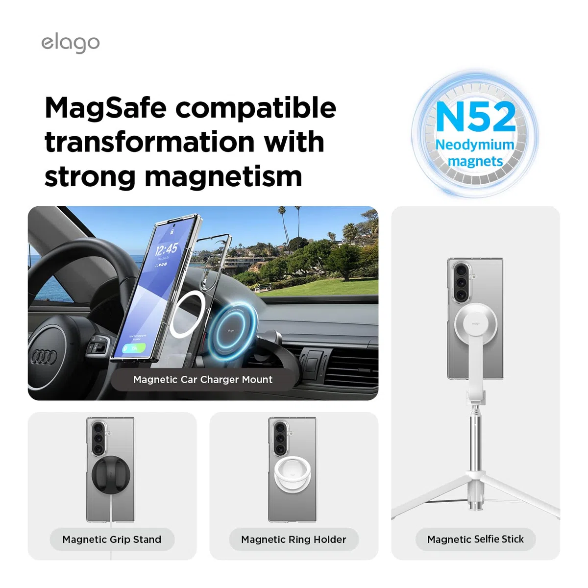 elago Magnetyczne przezroczyste etui Samsung Galaxy Z Fold 7 MagSafe, PC, zderzak odporny na wstrząsy
