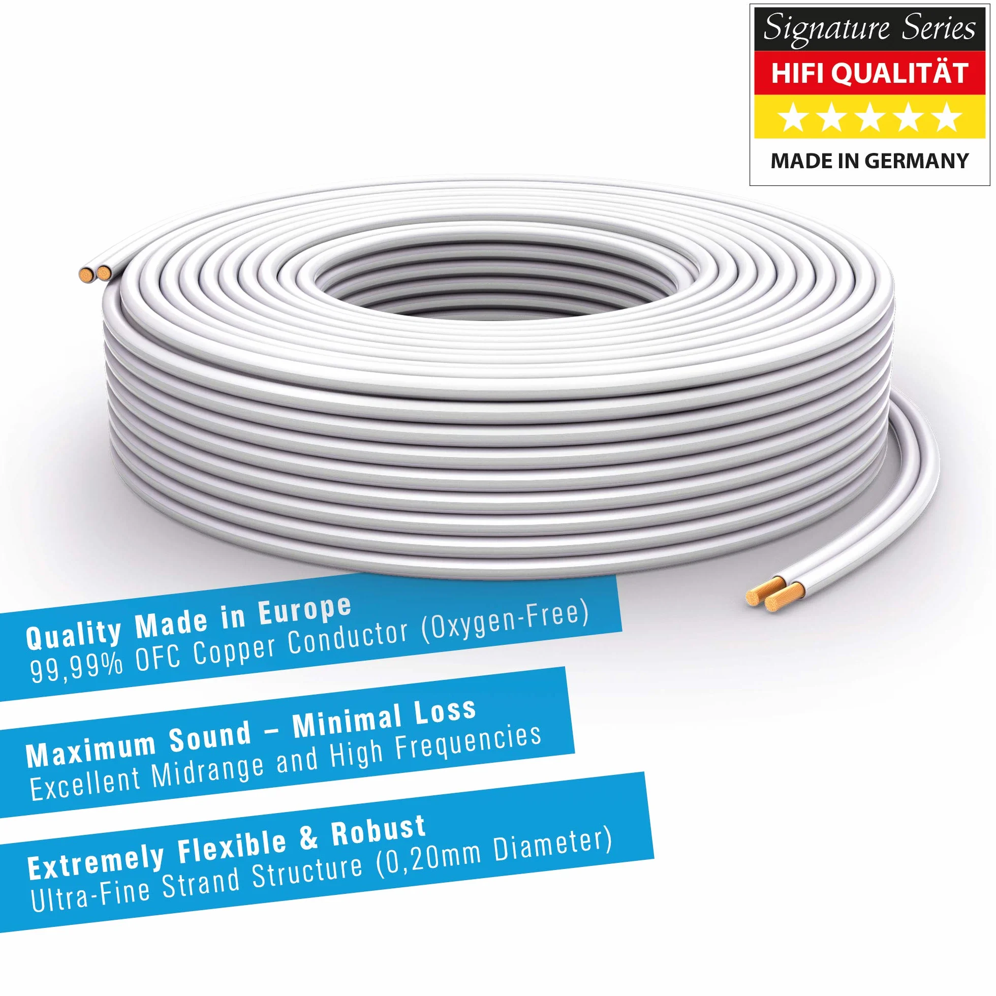 PureLink Kabel głośnikowy OFC 2x4,00 mm² 10,0 m biały