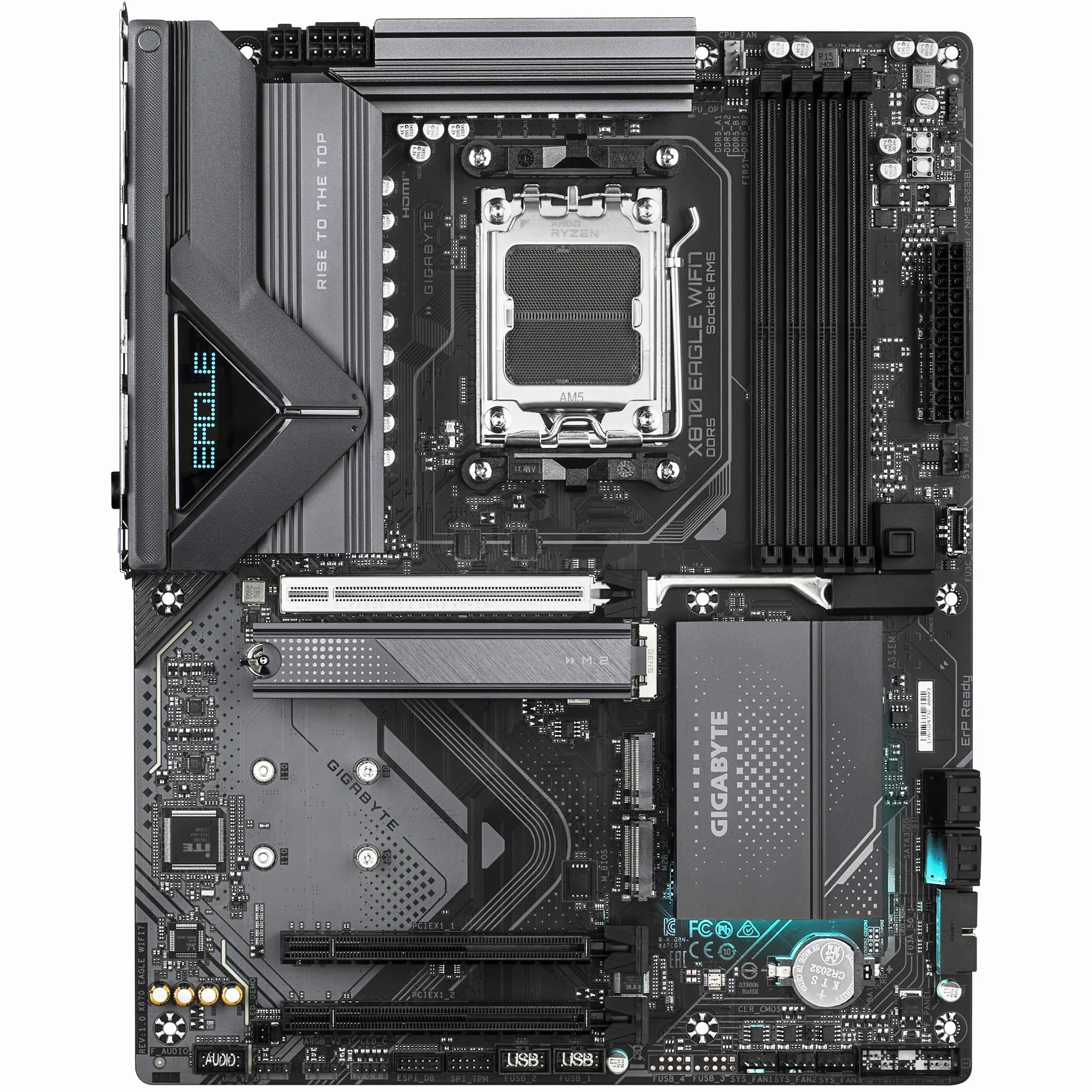 GIGABYTE Płyta główna X870 EAGLE WIFI7 - obsługuje procesory AMD Ryzen 9000, 14+2+2 fazy VRM, do 8000 MHz DDR5 (OC), 1 x PCIe 5.0, Wi-Fi 7, 2.5 GbE LAN, USB 4