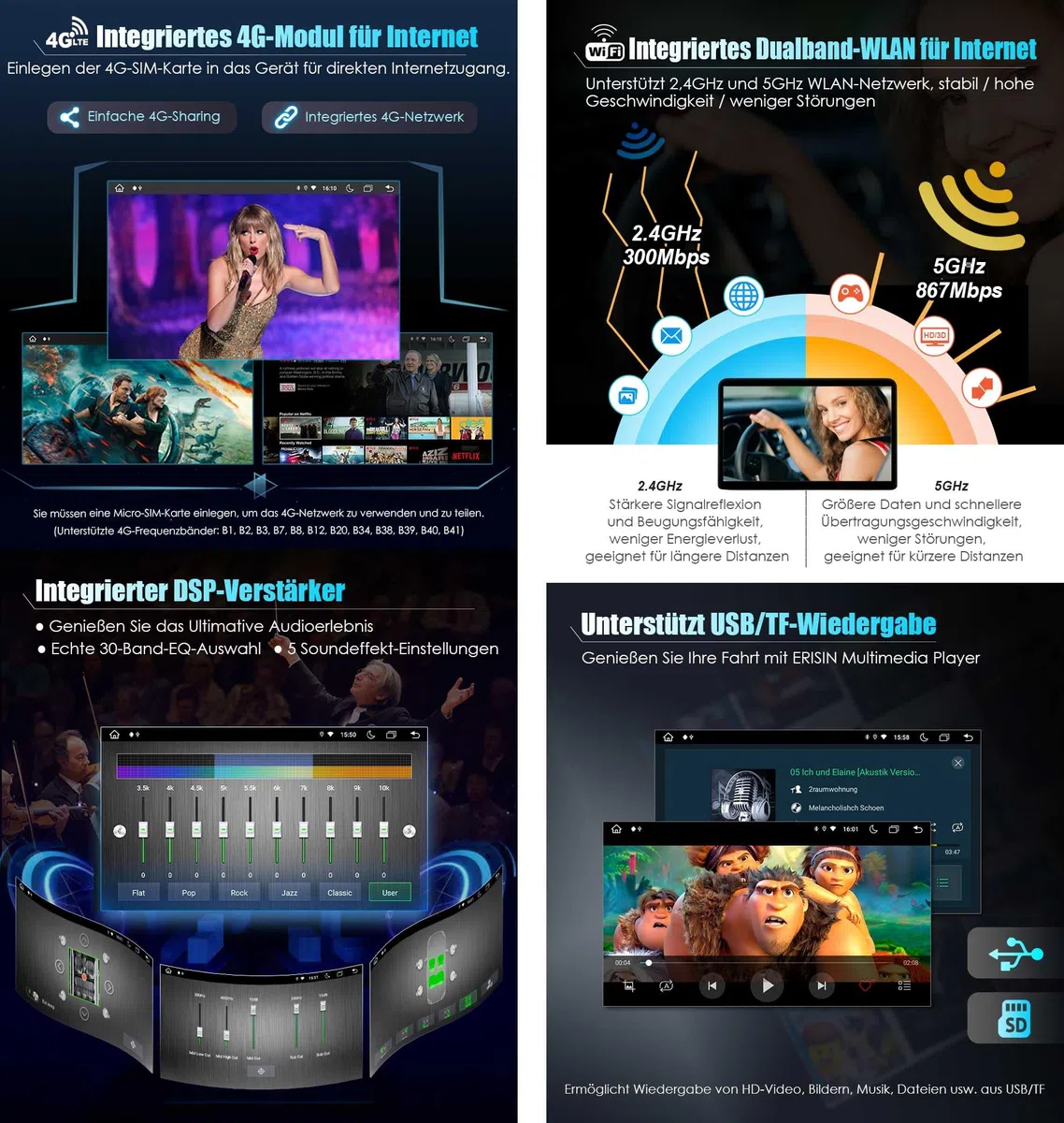 Erisin Android 13 8-rdzeniowe radio GPS do Mercedes-Benz SLK klasa R171 SLK200 SLK280 7-calowy ekran dotykowy zintegrowany CarPlay DAB+ WiFi 4G FM Bluetooth A2DP