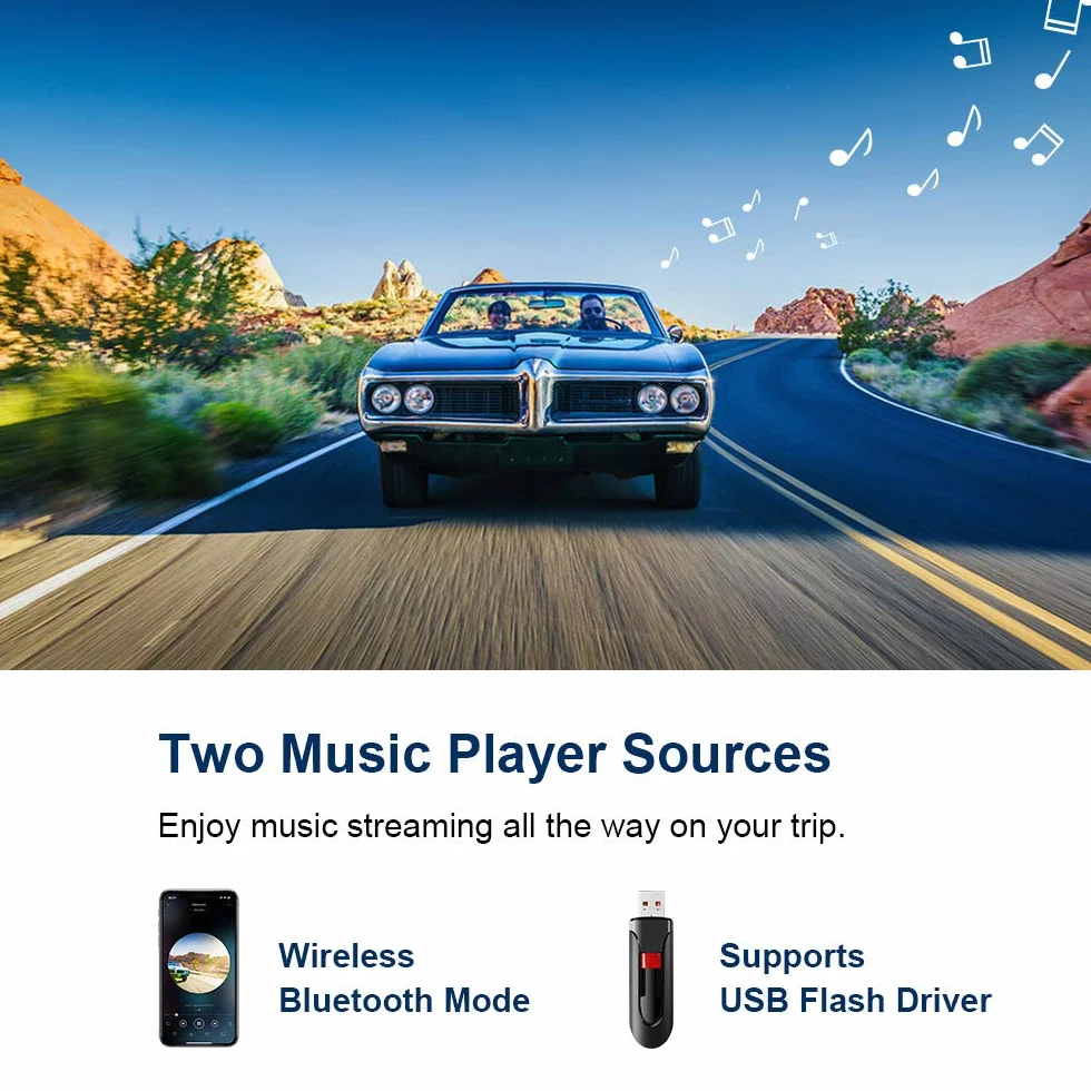 Zealife Transmiter Bluetooth FM Samochodowy QC 3.0 Bezprzewodowy Adapter Zestaw Głośnomówiący Ładowarka Dual USB 64 GB