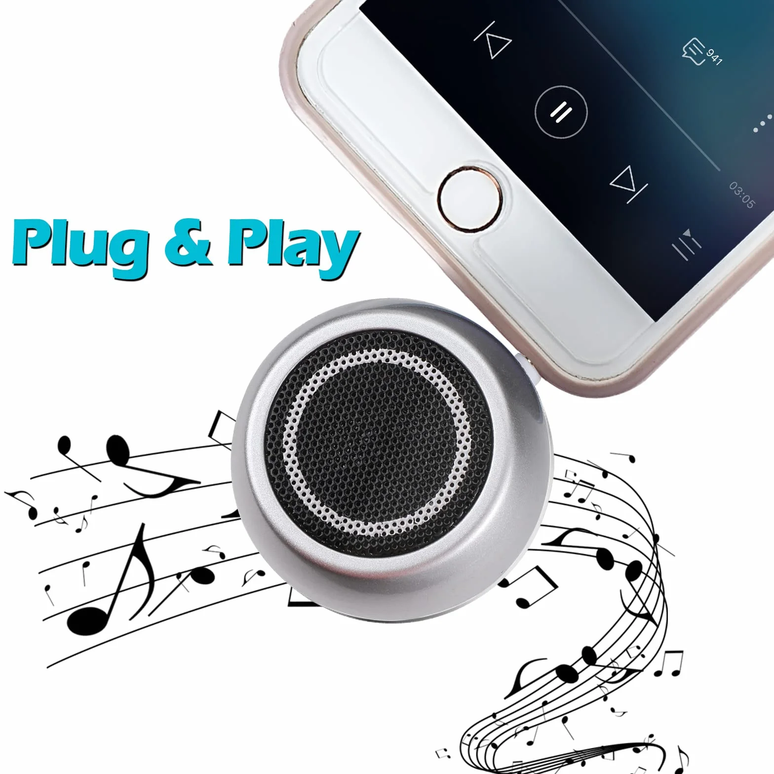 Bestcool Mini głośnik, bezprzewodowy przenośny głośnik 3 W, ładowalny mini głośnik Line-in, głośnik do telefonu komórkowego z wtyczką AUX Audio Jack 3,5 mm do iPhone'a, iPada, iPoda, tabletu