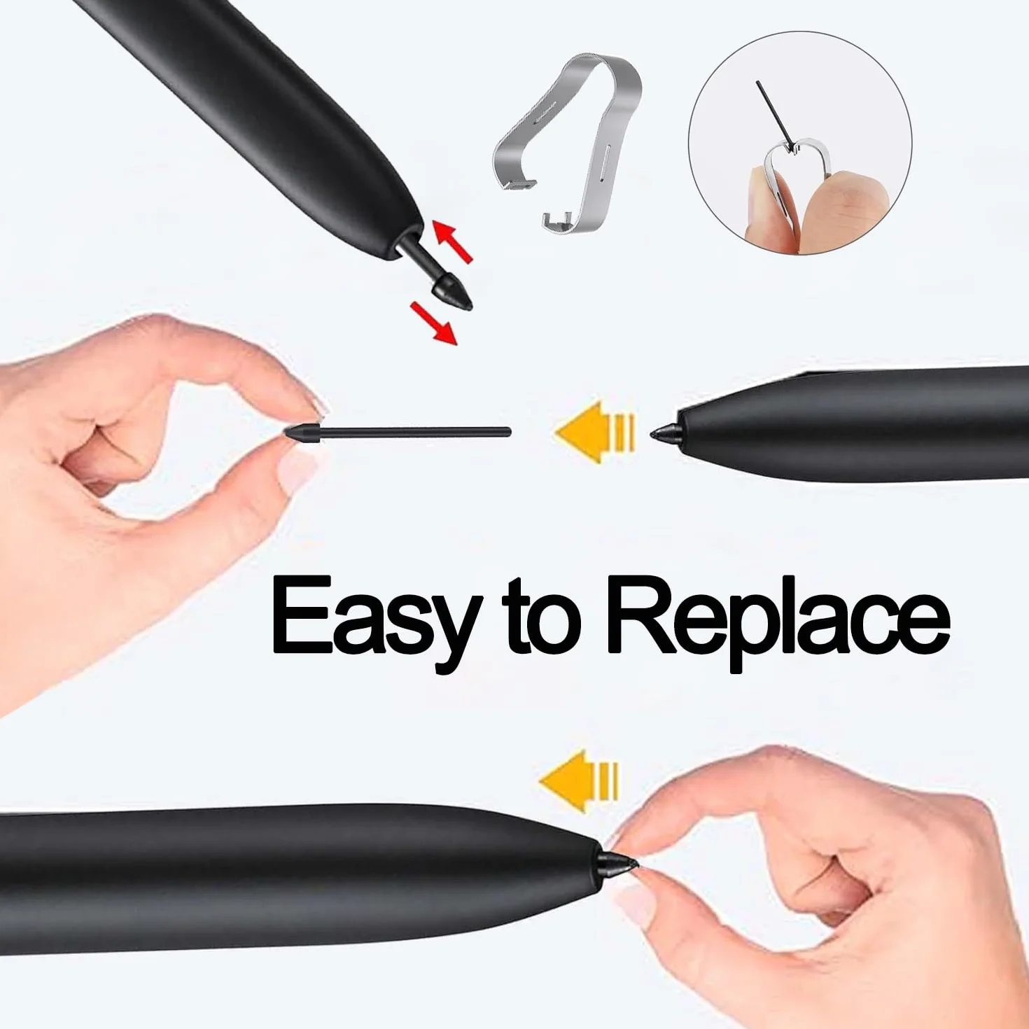Oryginalne miękkie końcówki do Samsung S Pen Galaxy Tab S6 Lite, S10, S9, S8, S7 FE, czarne
