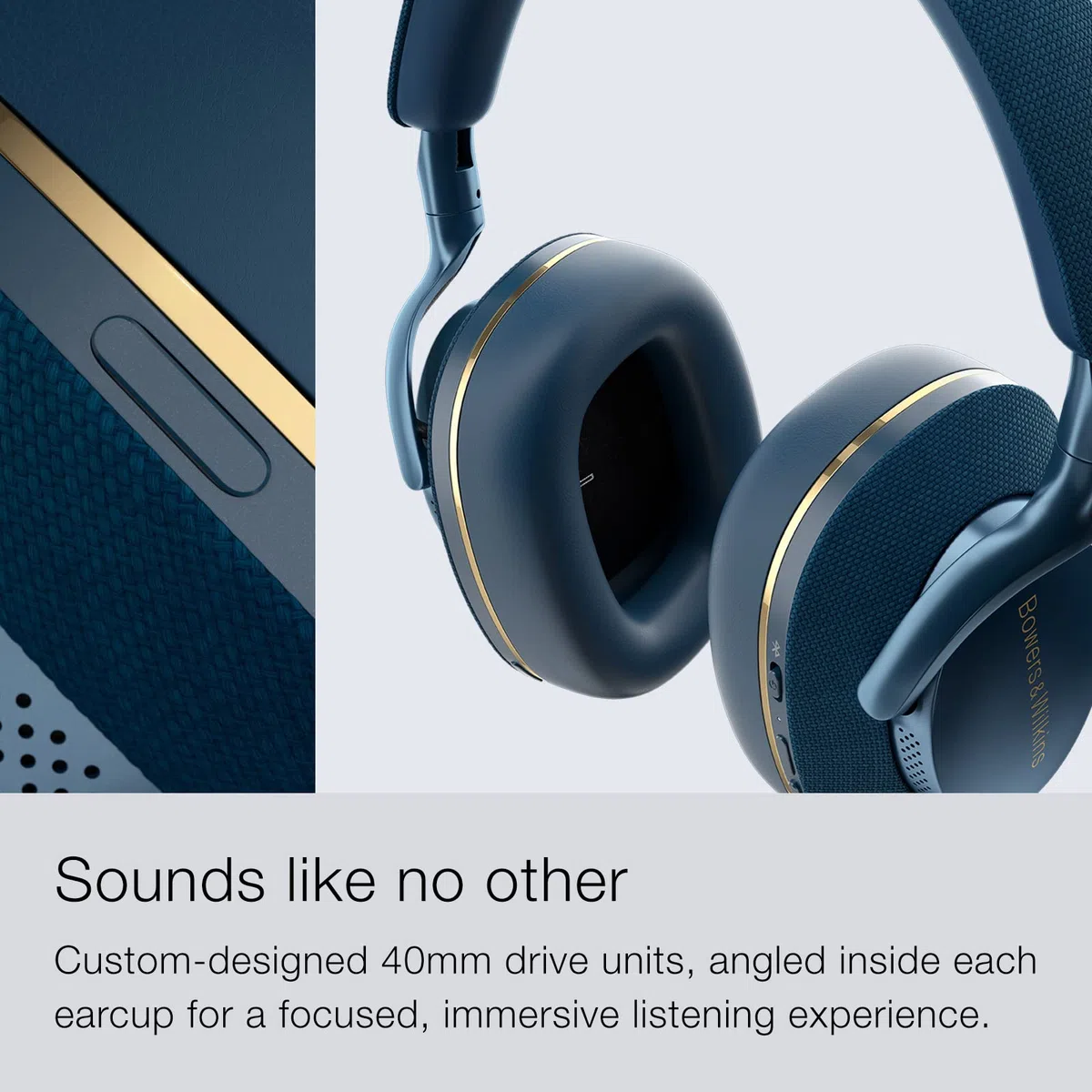 Bowers & Wilkins PX7 S2 bezprzewodowe słuchawki nauszne z redukcją szumów z Bluetooth 5.0 i szybkim ładowaniem, 30 godzin odtwarzania i wbudowanym mikrofonem - niebieskie
