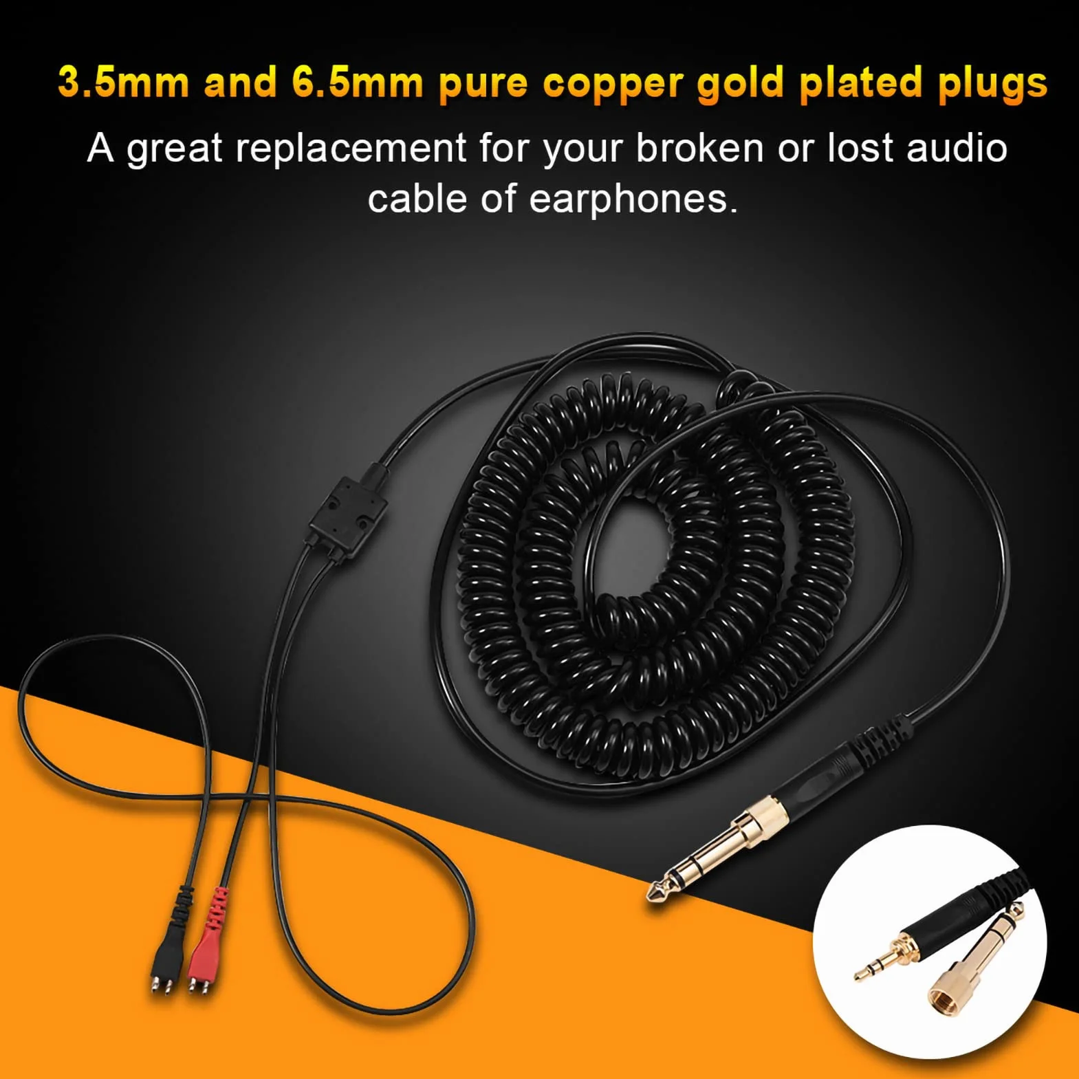 Zwinięty Kabel Słuchawkowy, Wymienny Kabel Cewki Sprężynowej do Słuchawek HD25/ 560/540/ 480/430