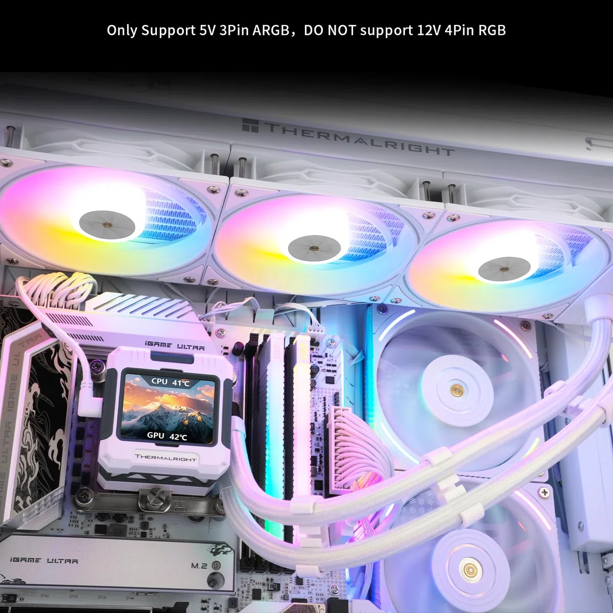 Thermalrlght FW 360 biały ARGB CPU chłodziarka wodna z 3 wentylatorami PWM z 2000 obr./min, ekran LCD IPS o rozdzielczości 320 * 240, chłodzenie procesora cieczy, chłodzenie procesora PC Aio Cooler