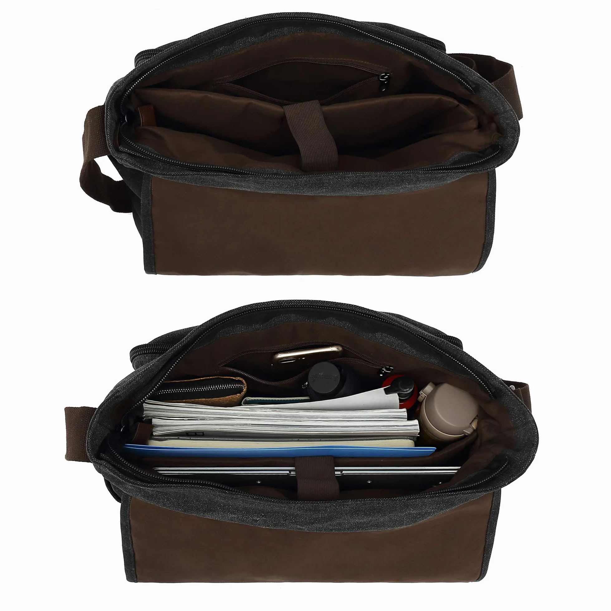 Torba na ramię, męska, z płótna, torba szkolna, format A4, torba na laptopa o przekątnej ekranu 15,6 cala, torba robocza, aktówka, duża