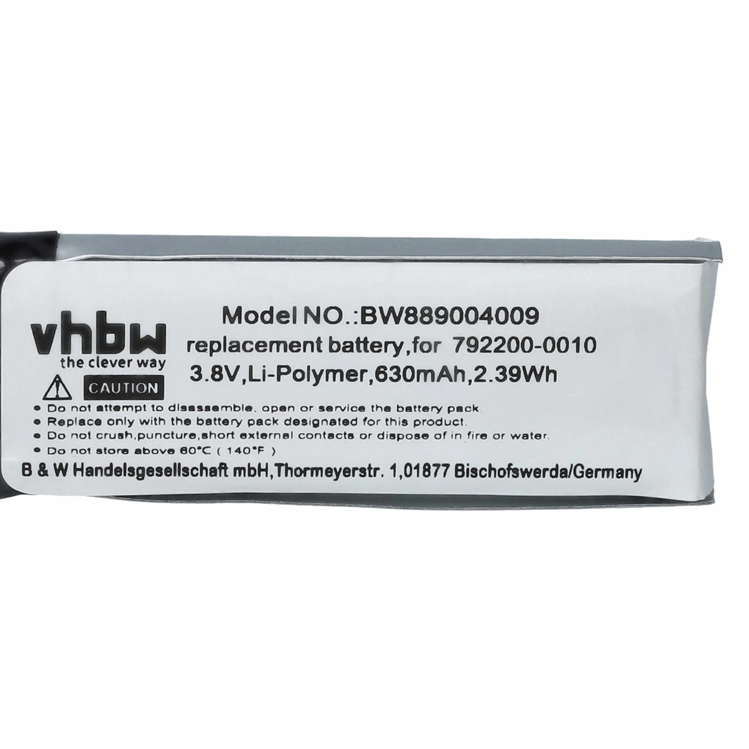 vhbw 1 x bateria do bezprzewodowych słuchawek dousznych Bose 792200-0010 (630 mAh, 3,8 V, Li-ion)