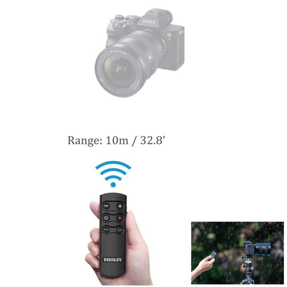 PHOLSY RMT-P1BT pilot zdalnego sterowania kamerą Bluetooth do Sony | Kompatybilny z Sony a1, a6100, a6400, a6600, a6700, a7C, a7M3, a7M4, a7RM3, a7RM4, a7SM3, a9, a9M2, RX0M2, RX100M7, ZV-1
