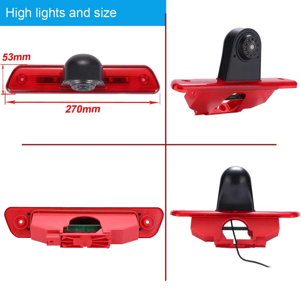 Transporter Van der trzecia kamera ze światłem hamowania, kamera cofania + 7" monitor LCD do Peugeot Expert 2007-2016/Fiat Scudo 2007-2016/Citroen Jumpy 2007-2016