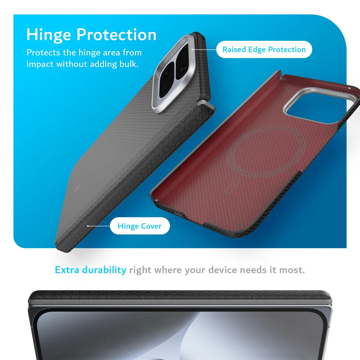 TUDIA Włókno węglowe [kompatybilne z Pixelsnap i MagSafe] do Google Pixel 10 Pro Fold Case (2025) - [włókno aramidowe] ultracienkie, lekkie, ochronne etui ochronne z ochroną zawiasów (matowa czerń)