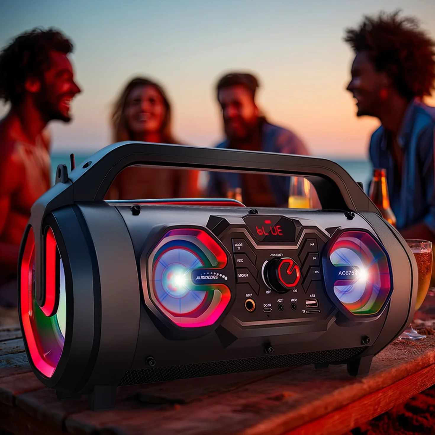 Audiocore AC875 Przenośny głośnik Bluetooth 5.0 Boombox 30W PX4 Odporny na zachlapania