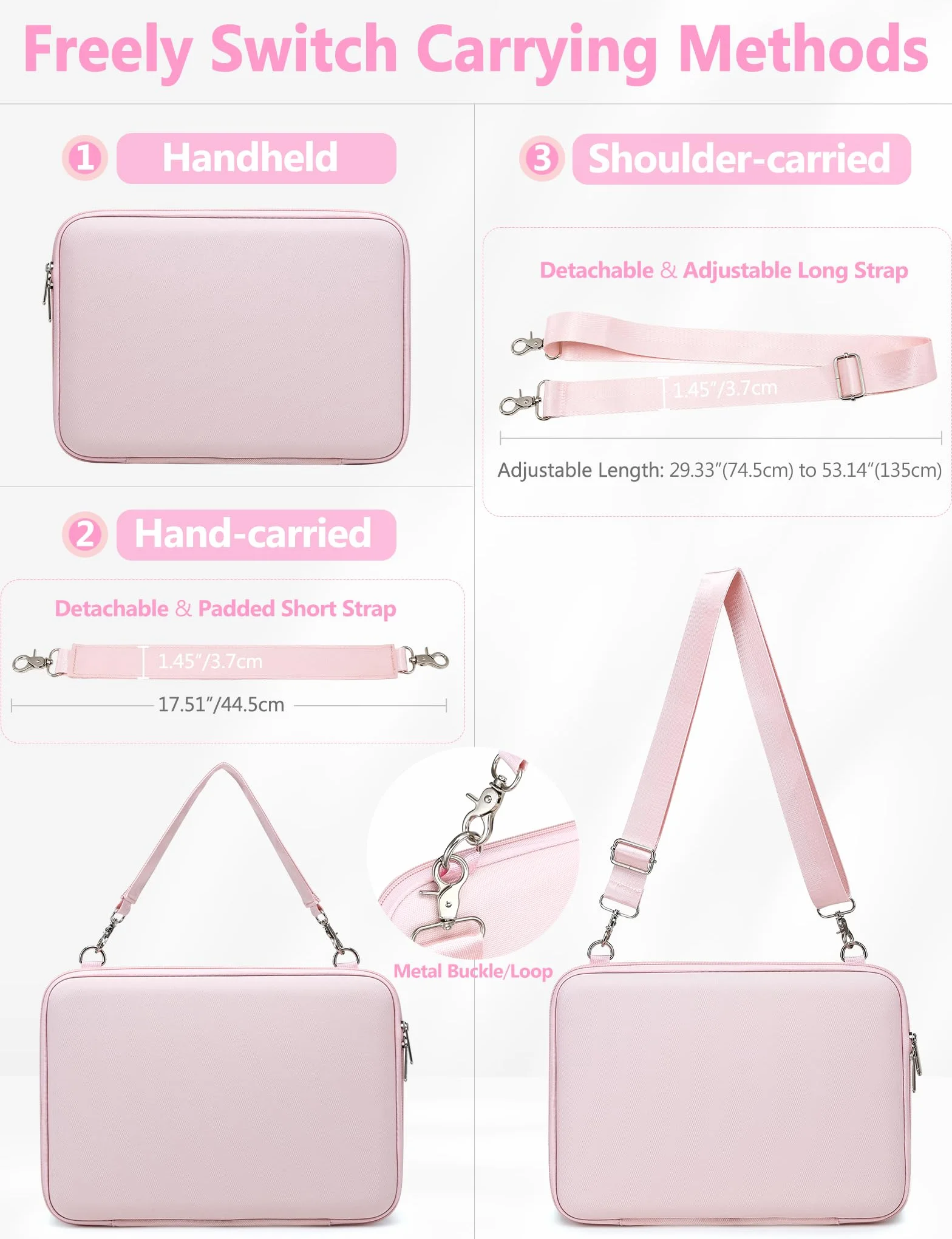 HYZUO 13,3-14 Cali Twarde Torba Etui na Laptop do MacBook Pro 14 M5-M1 Pro/Max A3426 A3427 2026-2021, MacBook Air/Pro 13 M5-M1 A3449, 13" MacBook Neo, Surface Laptop 13-13,8, Jasnoróżowy
