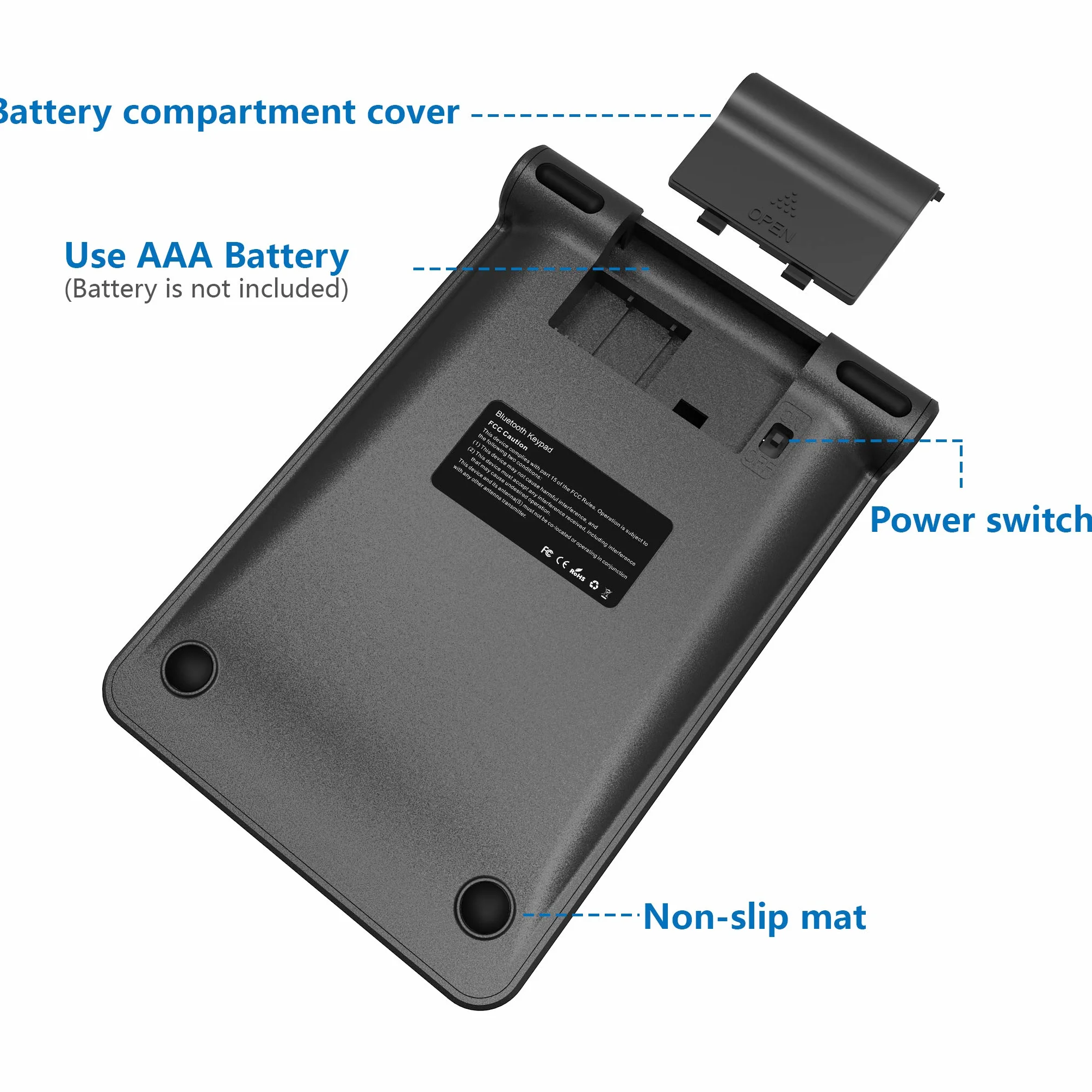 Cateck Klawiatura numeryczna Bluetooth, przenośna, bezprzewodowa, Bluetooth, 22 klawisze, klawiatura numeryczna z wieloma skrótami do komputera, notebooka, laptopa, komputera stacjonarnego, tabletu
