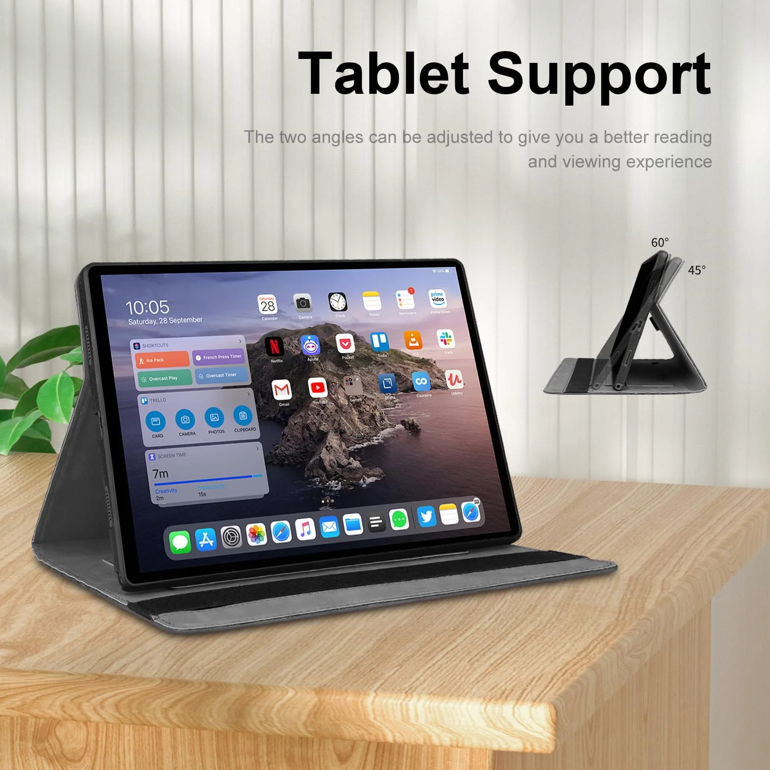 Etui do Samsung Galaxy Tab S5e 10,5" 2019 (SM-T720/T725), biznesowa osłona ze skóry PU, ochronne etui-obudowa na tablet Samsung Galaxy Tab S5e 10,5" 2019 (SM-T720/T725), czarne