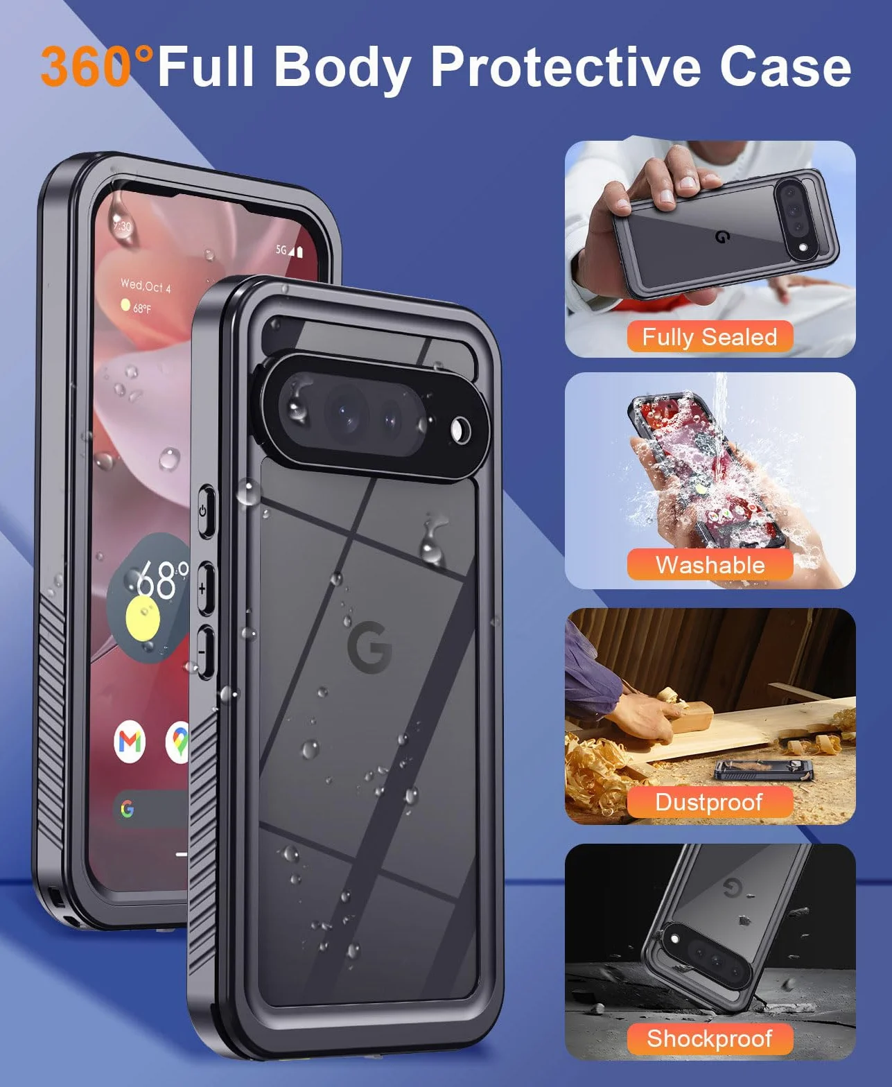 Beeasy Etui do Google Pixel 10, wodoodporne, odporne na wstrząsy, pyłoszczelne, osłona ekranu, czarna