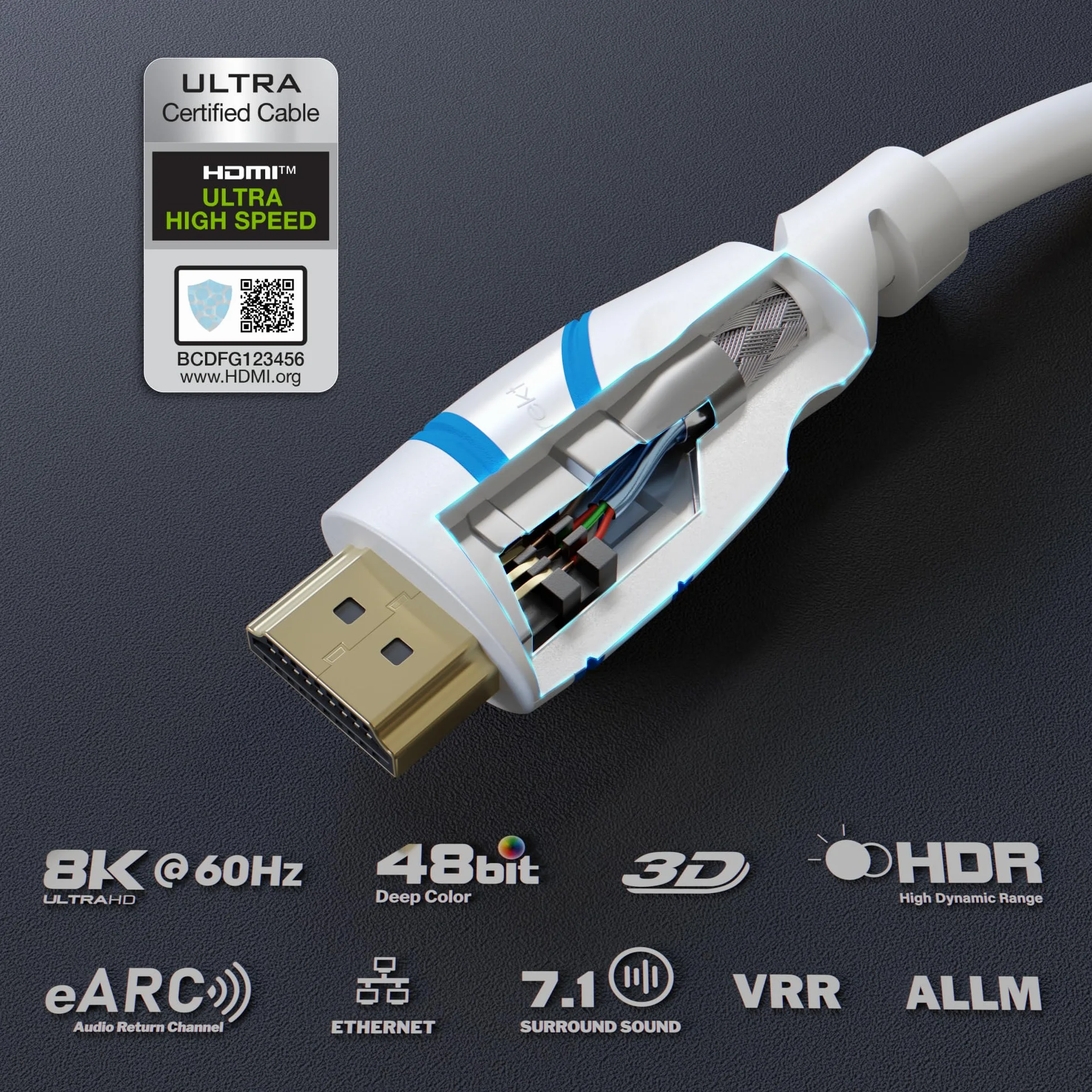 KabelDirekt – Kabel HDMI 10K i 8K, HDMI 2.1 b – 3 m, dostępne w 0,5 do 5 m – Certyfikowane, opracowane w Niemczech (Ultra High Speed Kabel do PC/PS5/Xbox, monitora i TV – biały)