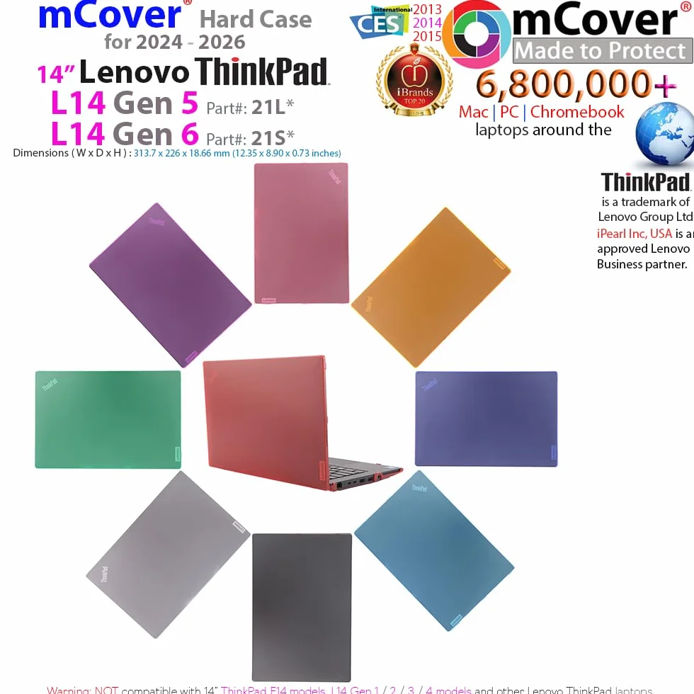 mCover Etui kompatybilne TYLKO do notebooków z systemem Windows 2024-2025 35.6 cm Lenovo ThinkPad L14 Gen 5 (NIE pasuje do innych modeli Lenovo), przezroczyste
