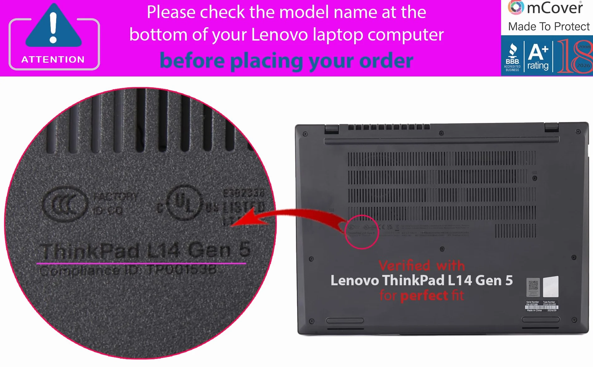 mCover Etui kompatybilne TYLKO do notebooków z systemem Windows 2024-2025 35.6 cm Lenovo ThinkPad L14 Gen 5 (NIE pasuje do innych modeli Lenovo), przezroczyste