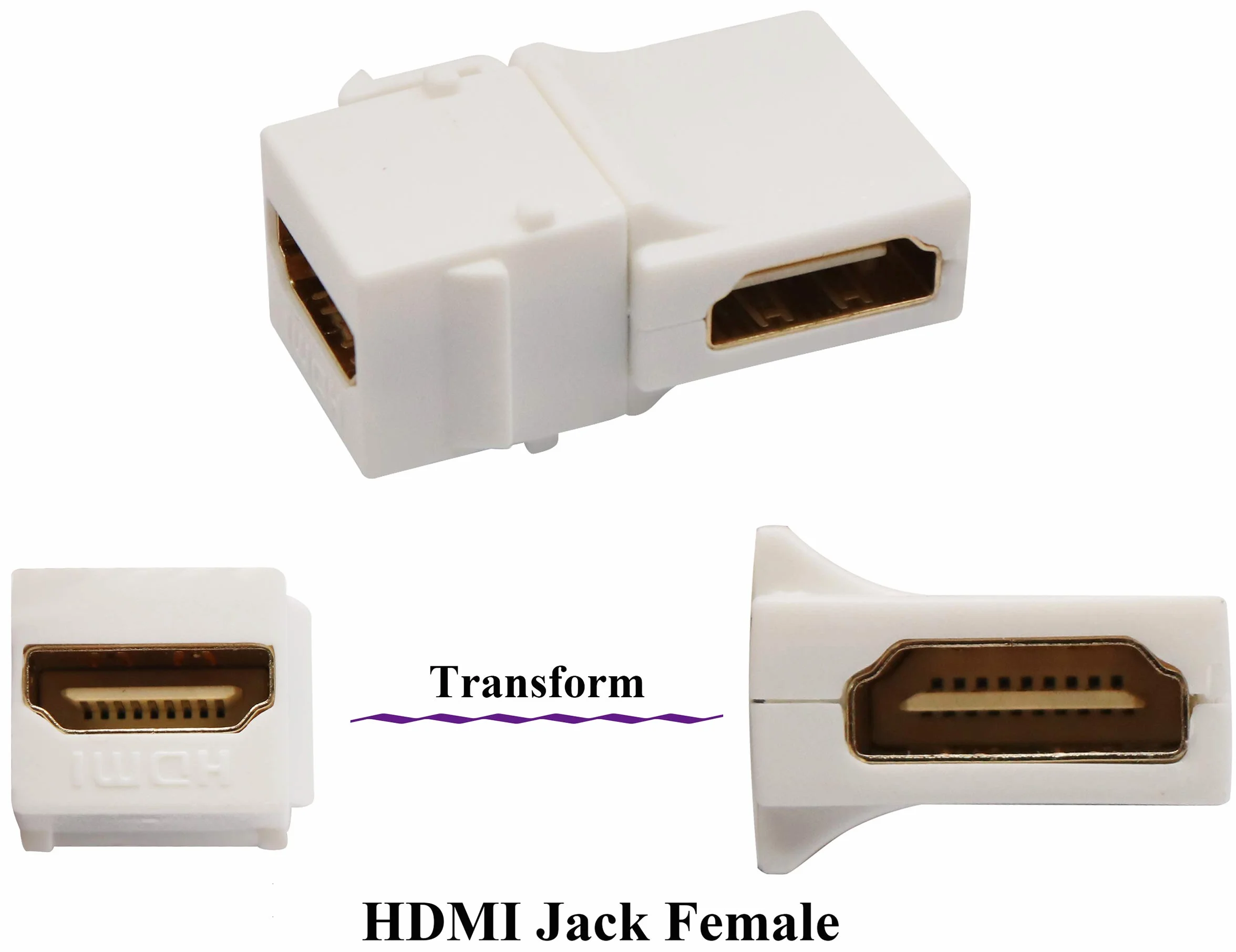Adapter Keystone HDMI 90 stopni pozłacany kąt prosty HDMI żeński do żeńskiego Keystone Jack wkładka 3D 4K 60HZ adapter łącznika do płyty ściennej (biały/5 sztuk)