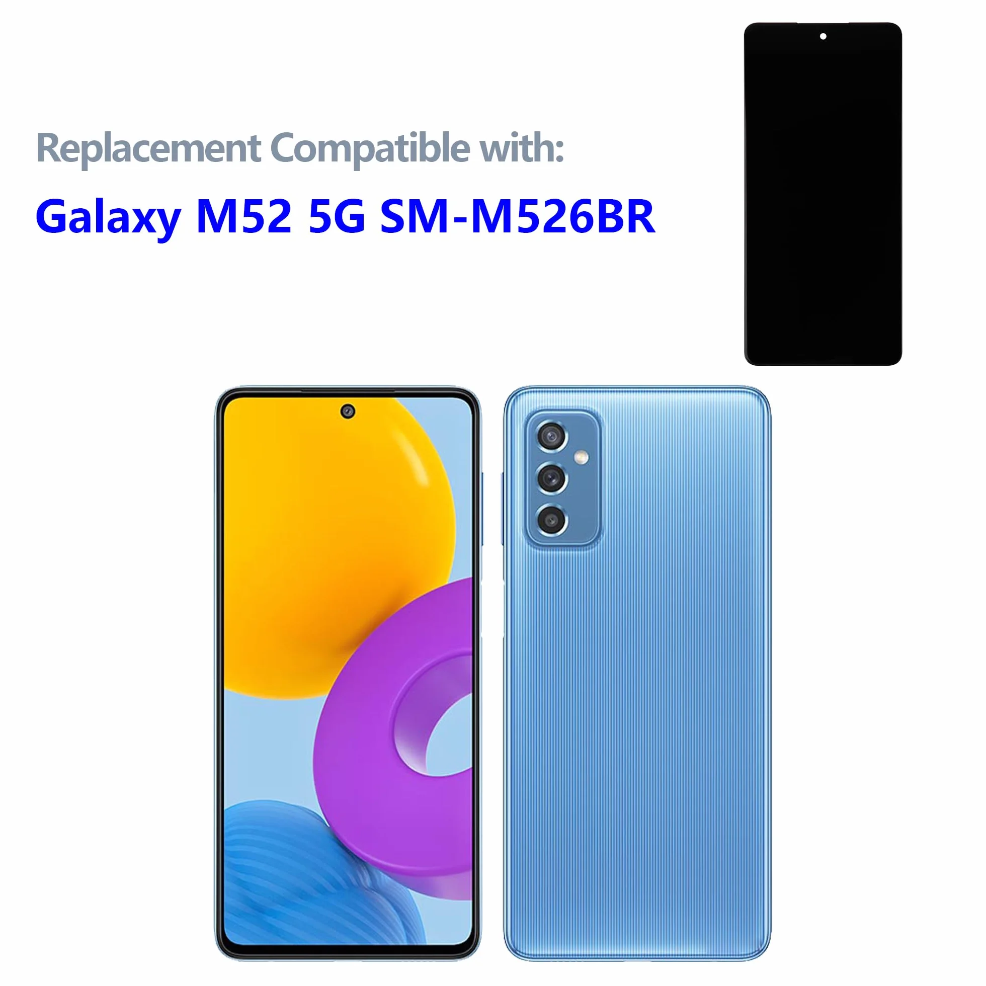 Wyświetlacz TFT 6,7" kompatybilny z Samsung Galaxy M52 5G SM-M526 (czarny, bez ramki), wyświetlacz LCD, ekran dotykowy zamienny + zestaw narzędzi (bez odcisków palców)