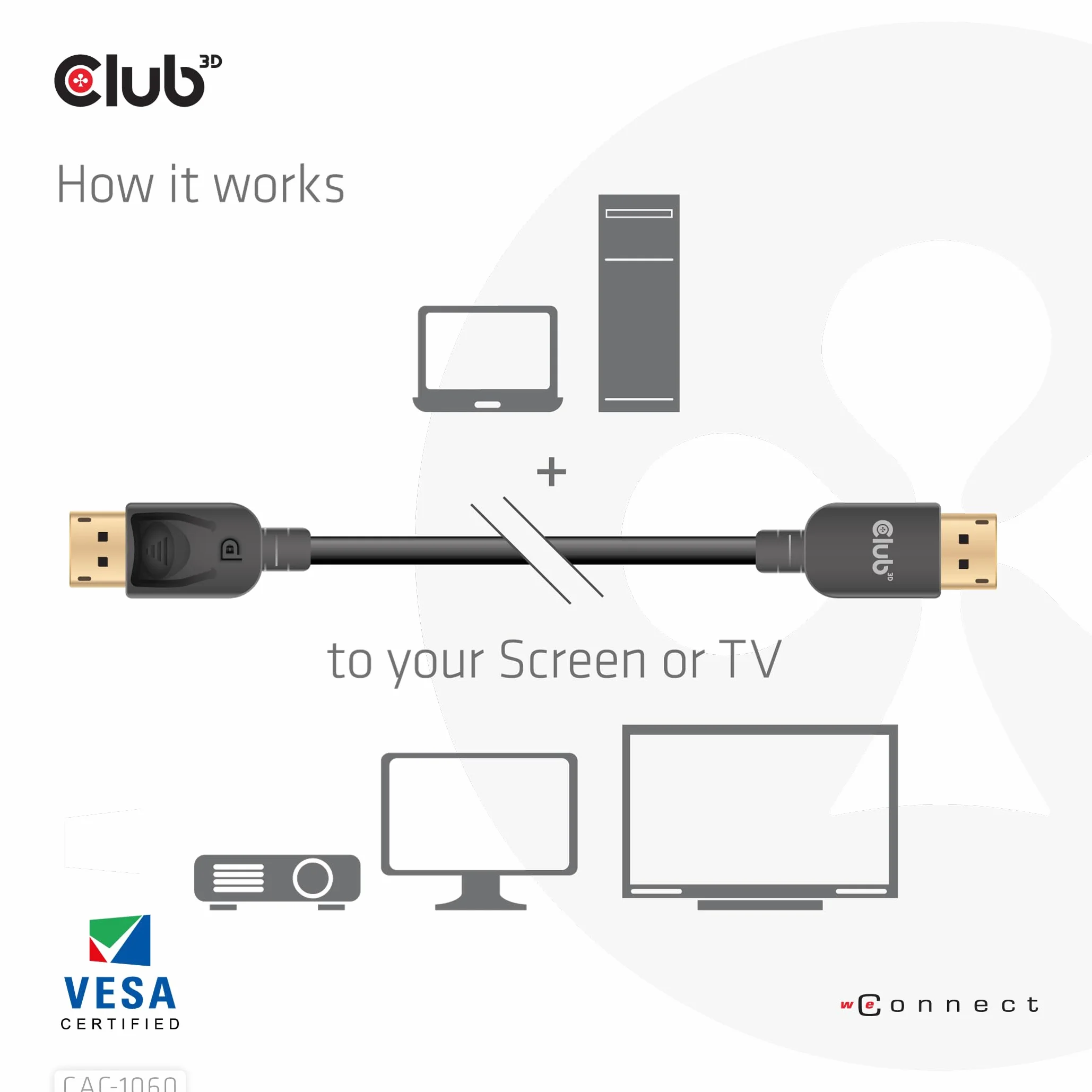 Club 3D CAC-1060 DisplayPort 1.4 HBR3 8K kabel czarny