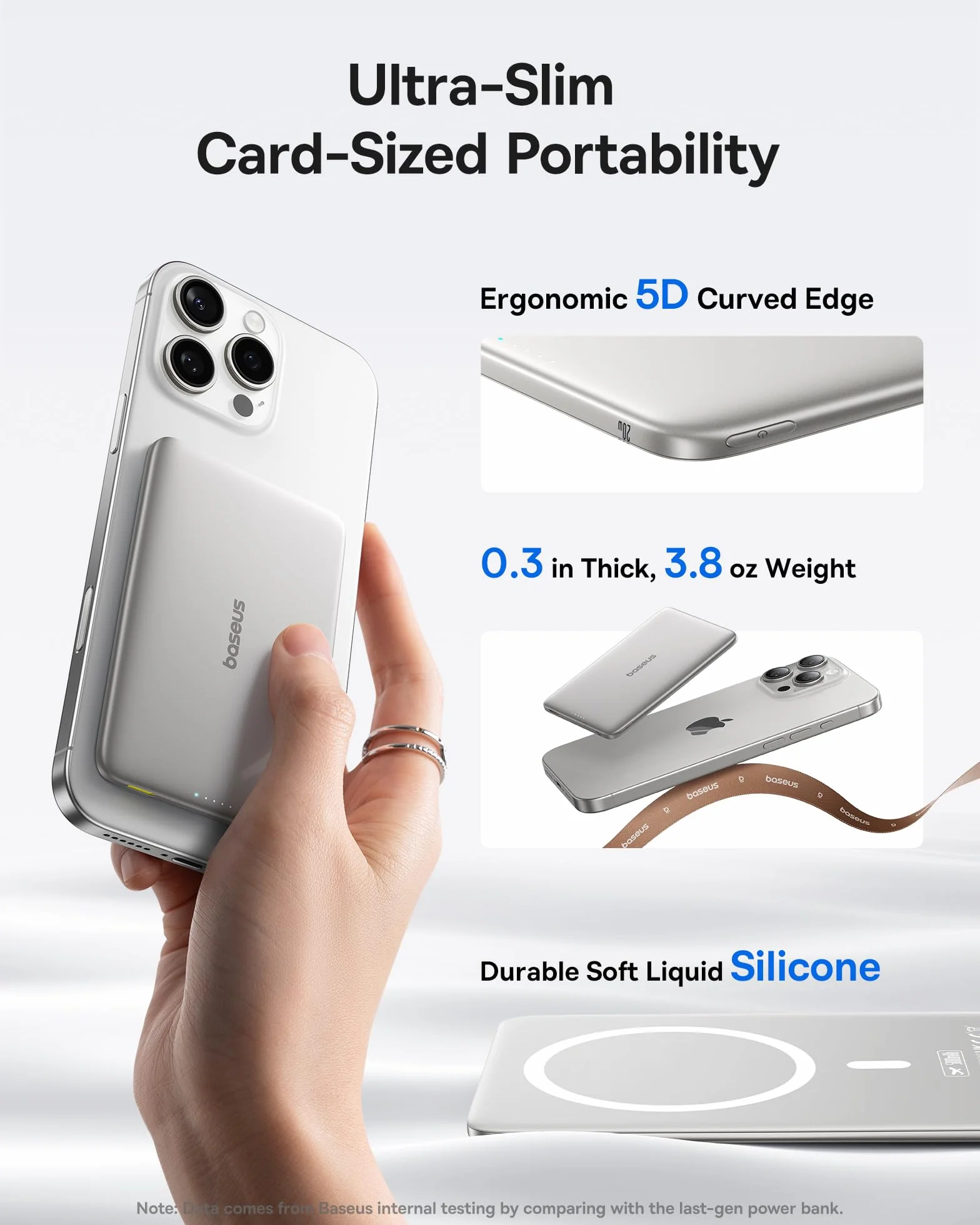 Baseus Picogo AM41 Power Bank, Ultra Slim 5000 mAh, Magsafe Powerbank, szybkie ładowanie, PD 20 W, przenośny, bezprzewodowy, magnetyczny akumulator zewnętrzny z kablem USB C, do iPhone 17/16/15/14/13