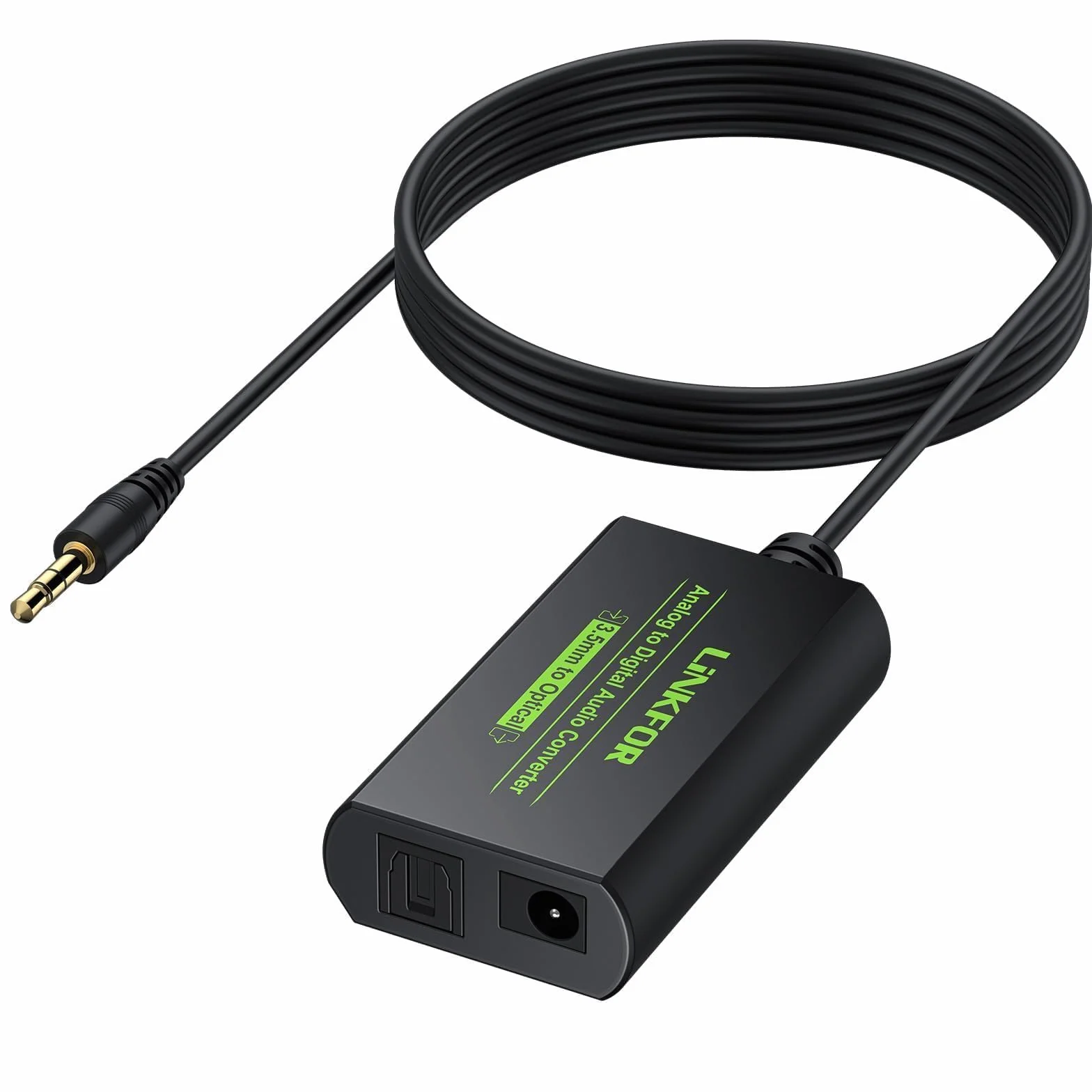 LiNKFOR Konwerter 3,5 mm na SPDIF 48 kHz analogowy cyfrowy konwerter analogowy do cyfrowego konwertera audio 3,5 mm na optyczny konwerter z kablem optycznym 1 m do PS3, DVD, Sky, Xbox, HDTV,