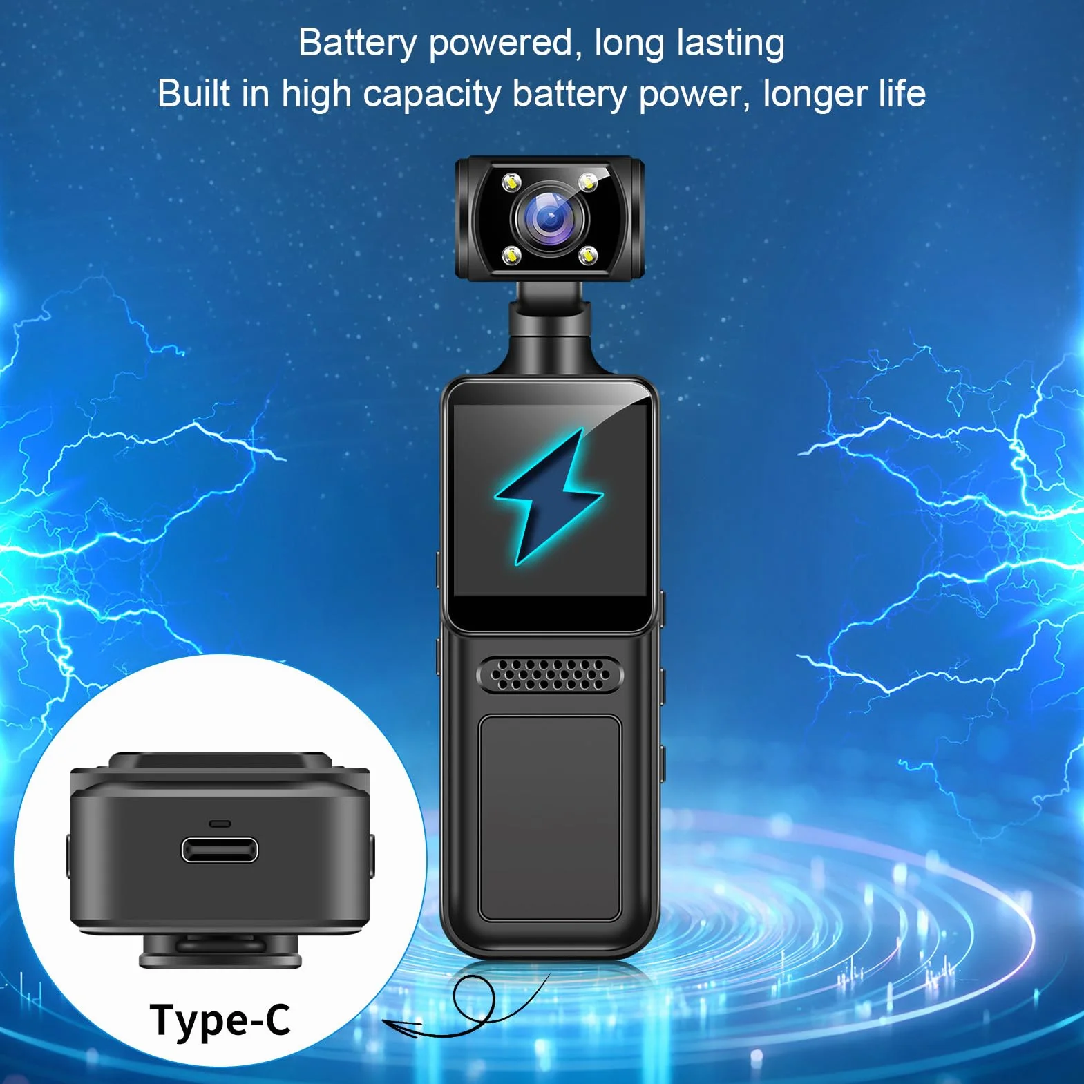 Topiky 4K HD WiFi Camera, 180 ° Rotatable 4K HD WiFi, kieszonkową kamerę, Kamera do Nadwozia z Nagrywaniem Audio i Wideo, Kamera Zużyta na Zewnątrz do Podróży Sportowych na Zewnątrz