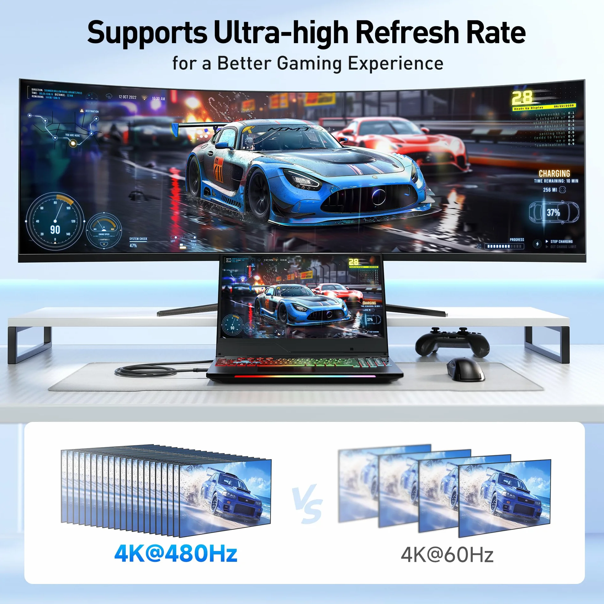 Cable Matters Certyfikat VESA: jednokierunkowy kabel USB C do DisplayPort 2.1 40 Gb/s, 2 m, obsługuje DP40, 8K przy 120 Hz / 4K przy 480 Hz (kabel Thunderbolt 4 do DisplayPort), Czarny