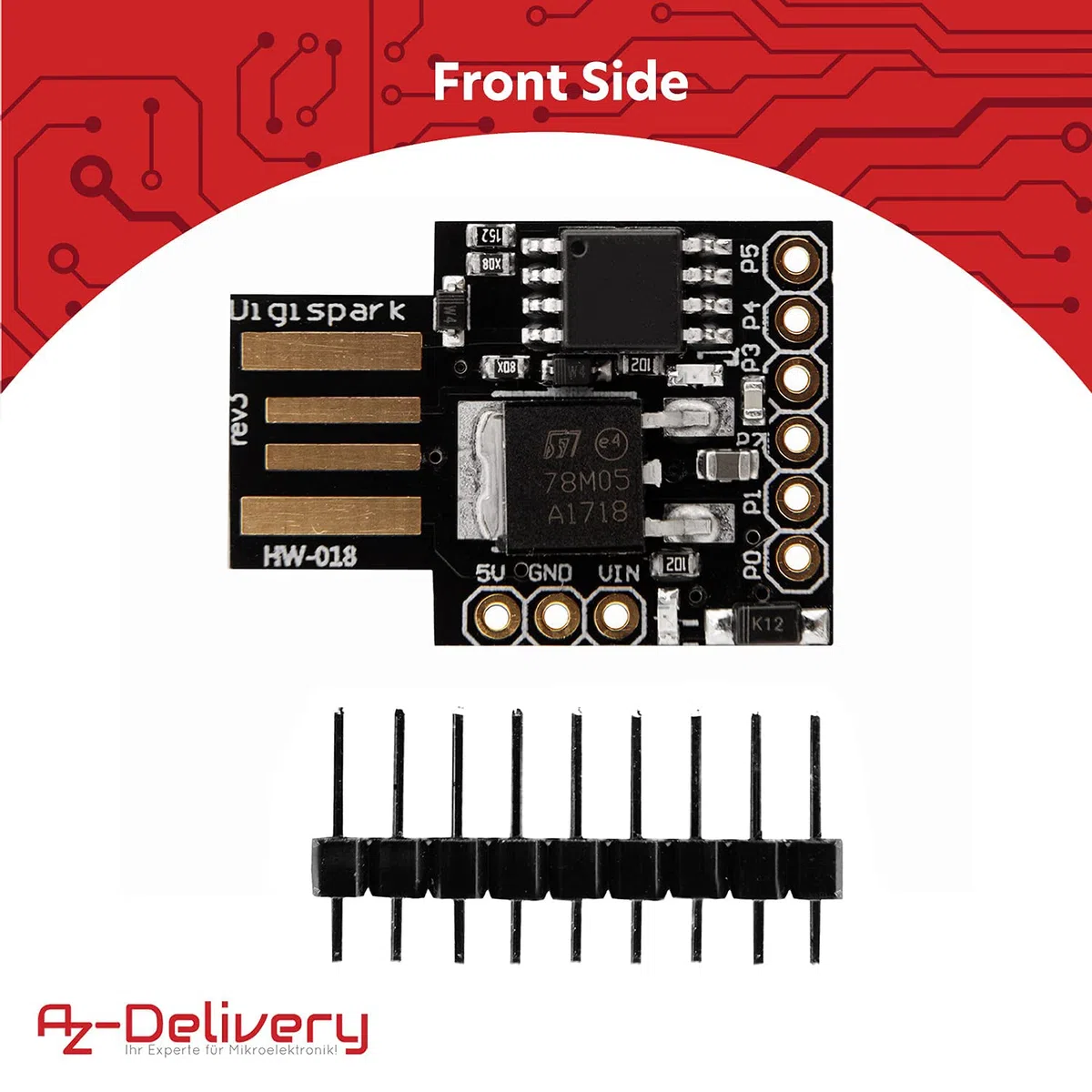 AZDelivery 3 x Digispark Rev.3 Kickstarter z ATTiny85 i USB kompatybilny z Arduino wraz z e-Book!