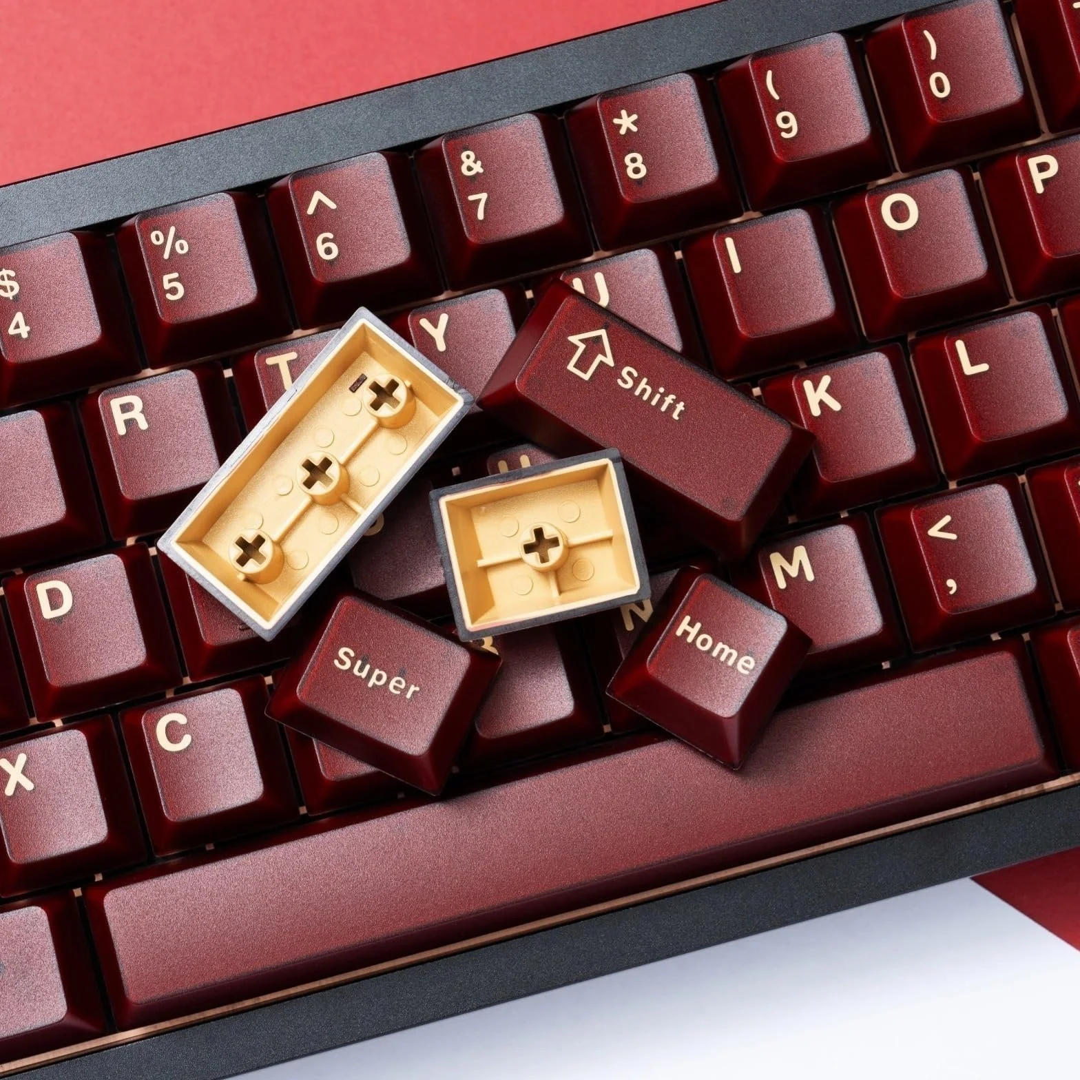 Jade Series Keycaps Double-Shot ABS Cherry Profile Minimalist Keycap for Custom Mechanical Keyboard Red