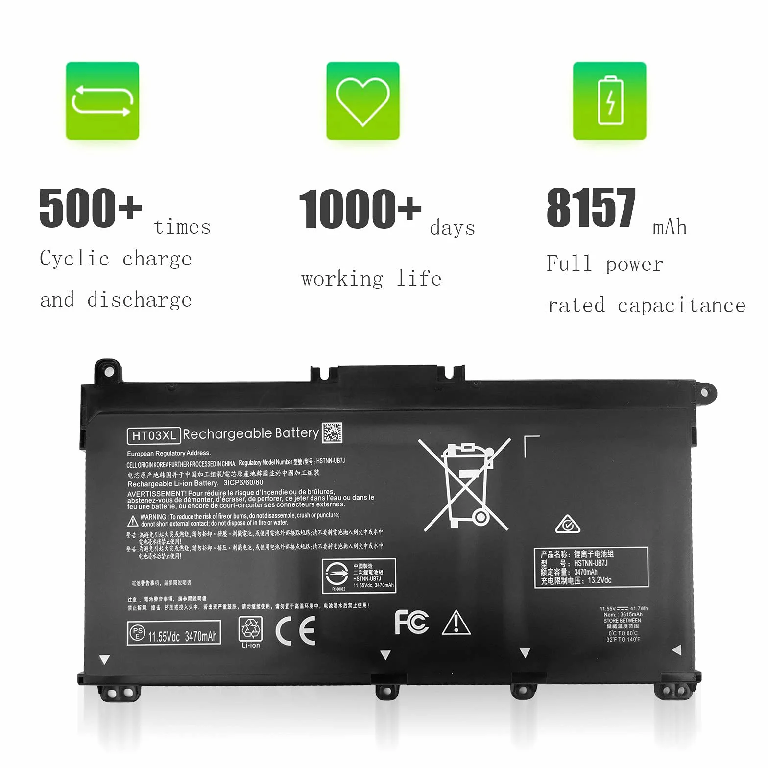 Bateria HT03XL do HP Pavilion 15-CS 15-DA 15-DB 17-CA 17-BY
