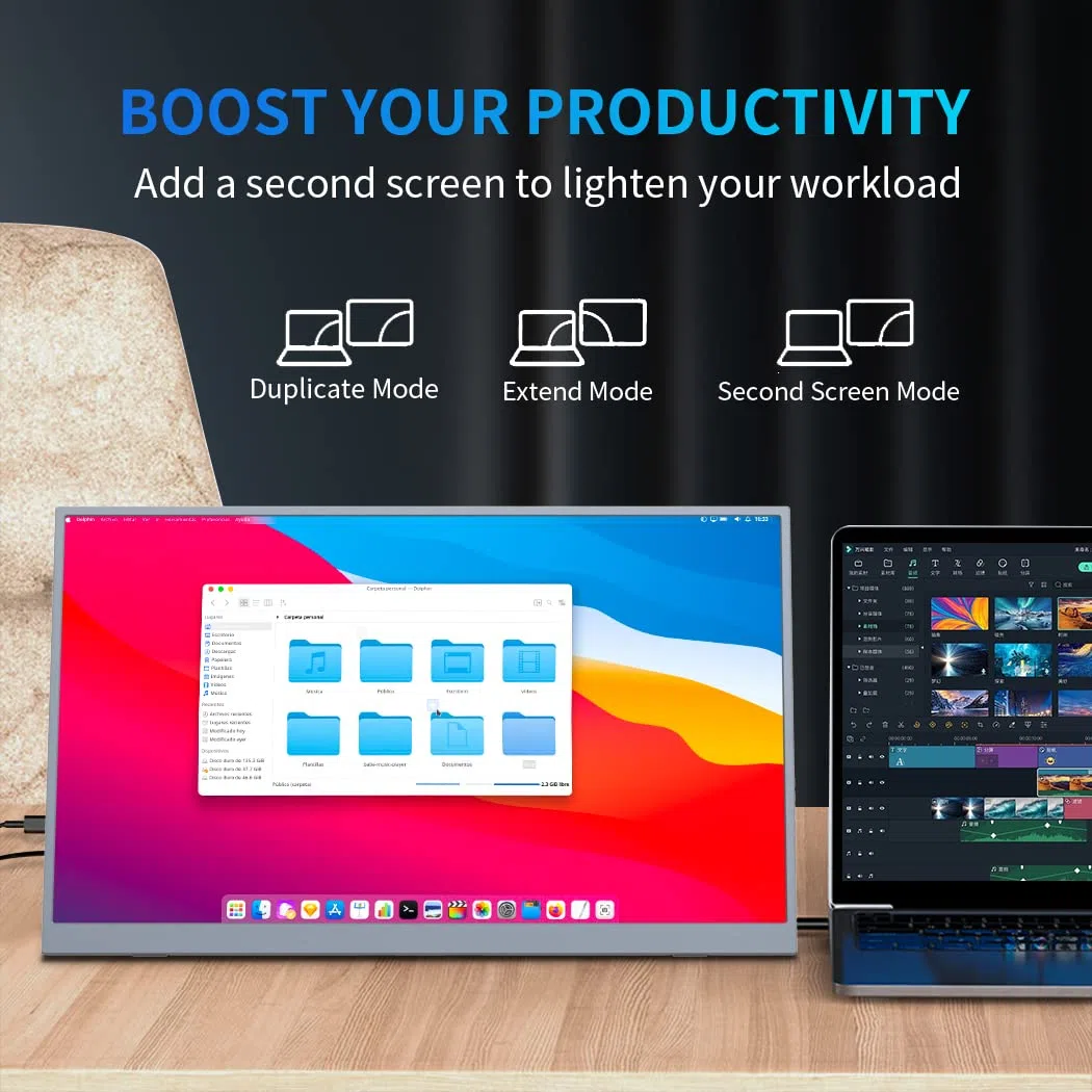 Przenośny monitor 4K OLED 4K, ekran dotykowy, 3840 x 2400, 100% wyświetlacz P3, 1 MS, pielęgnacja oczu, przenośny ekran do laptopa, Mac NUC Mini PC, konsola do gier (IPS 1920 x 1080 Nontouch