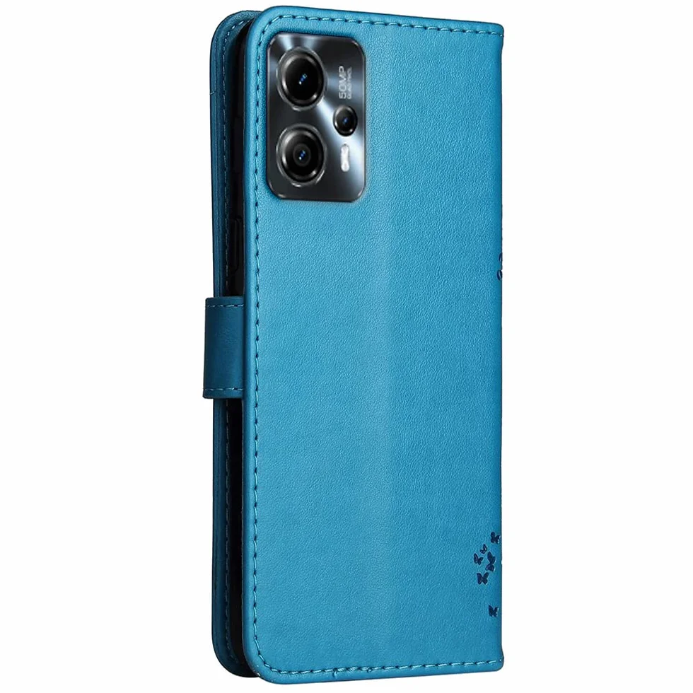 Topme Skórzane etui do Motorola Moto g13 / Moto g23 (6,5 cala), [etui na telefon w stylu kota i drzewa] - niebieskie