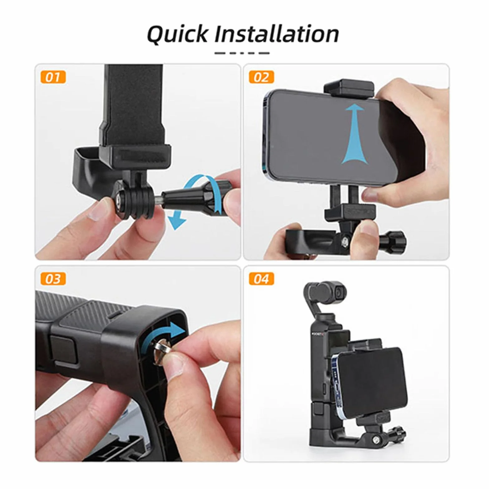 Aluminiowy uchwyt z klipem na telefon do DJI OSMO Pocket 3, adapter 1/4 cala
