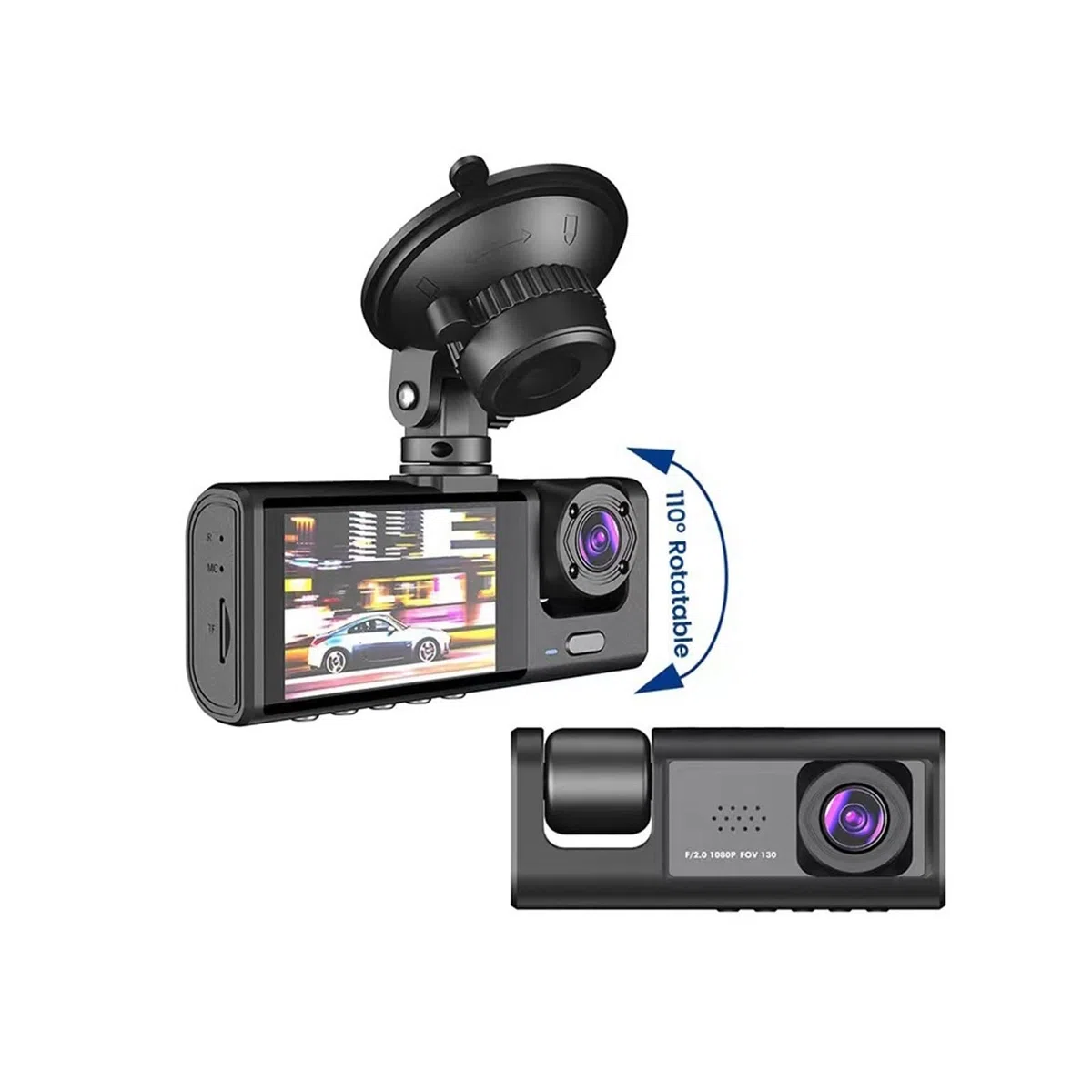 Przód kamery samochodowej 3-kanałowy wideorejestrator samochodowy HD 1080P 3-obiektywy wewnątrz pojazdu kamera na deskę rozdzielczą trójdrożna kamera rejestratory DVR rejestrator wideo kamera na deskę