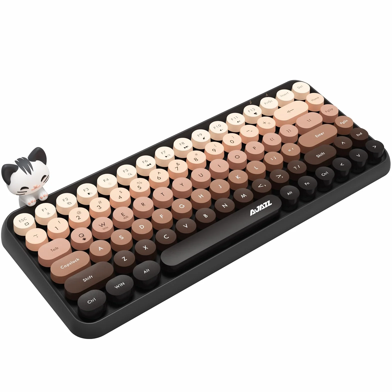 Bezprzewodowa klawiatura Retro Bluetooth 84 klawisze QWERTY Matowa Tekstura Brązowy