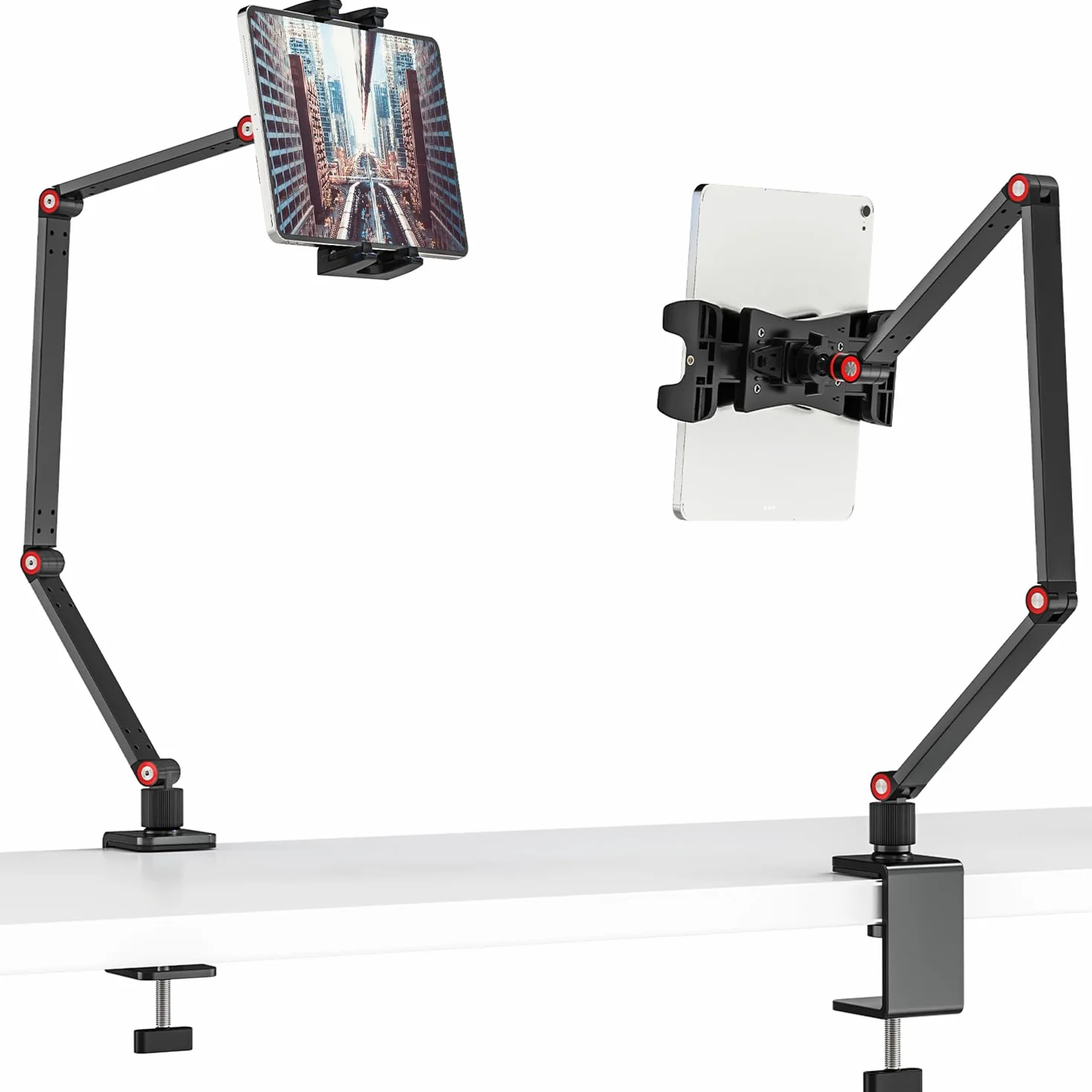 Stojaczek na tablet, uchwyt na iPad do stołu 360° obrotowy, uchwyt na tablet z regulowanym długim ramieniem, składany uchwyt na biurko do iPad Pro Air Mini, tablety i telefony 4.7"-12.9"