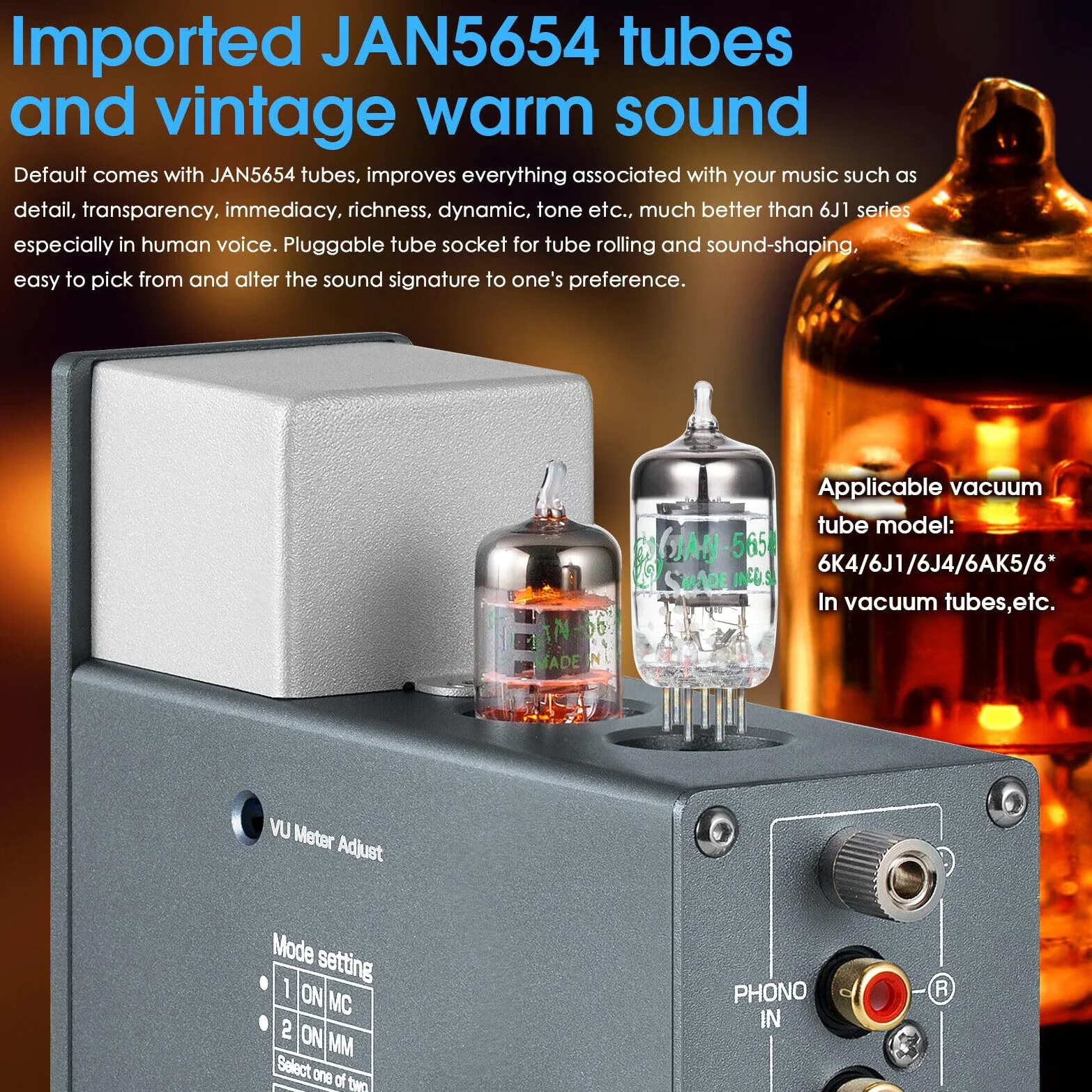 Douk Audio T4 PLUS HiFi JAN5654 przedwzmacniacz lampowy MM/MC przedwzmacniacz gramofonowy do gramofonu mini przedwzmacniacz stereo wzmacniacz słuchawkowy z miernikiem VU przedwzmacniacz lampowy