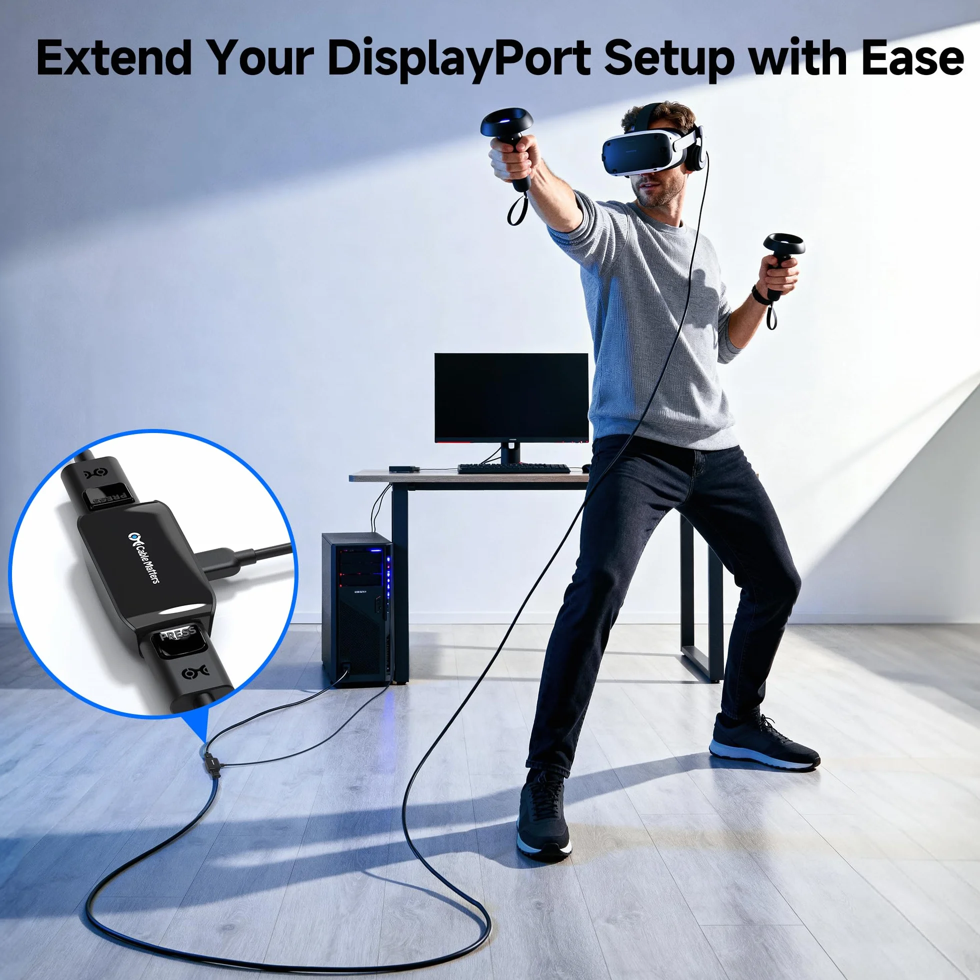 Cable Matters Wzmacniacz DisplayPort z obsługą rozdzielczości wideo 8K dla Oculus Rift i nie tylko