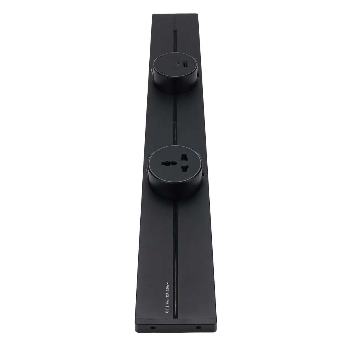 Listwa Zasilająca 32A z 3 Ruchomymi Gniazdami 600 Mm 8000 W Stop Aluminium do Salonu, Kuchni, Biura (2 gniazda uniwersalne 1 gniazdo USB i gniazdo)